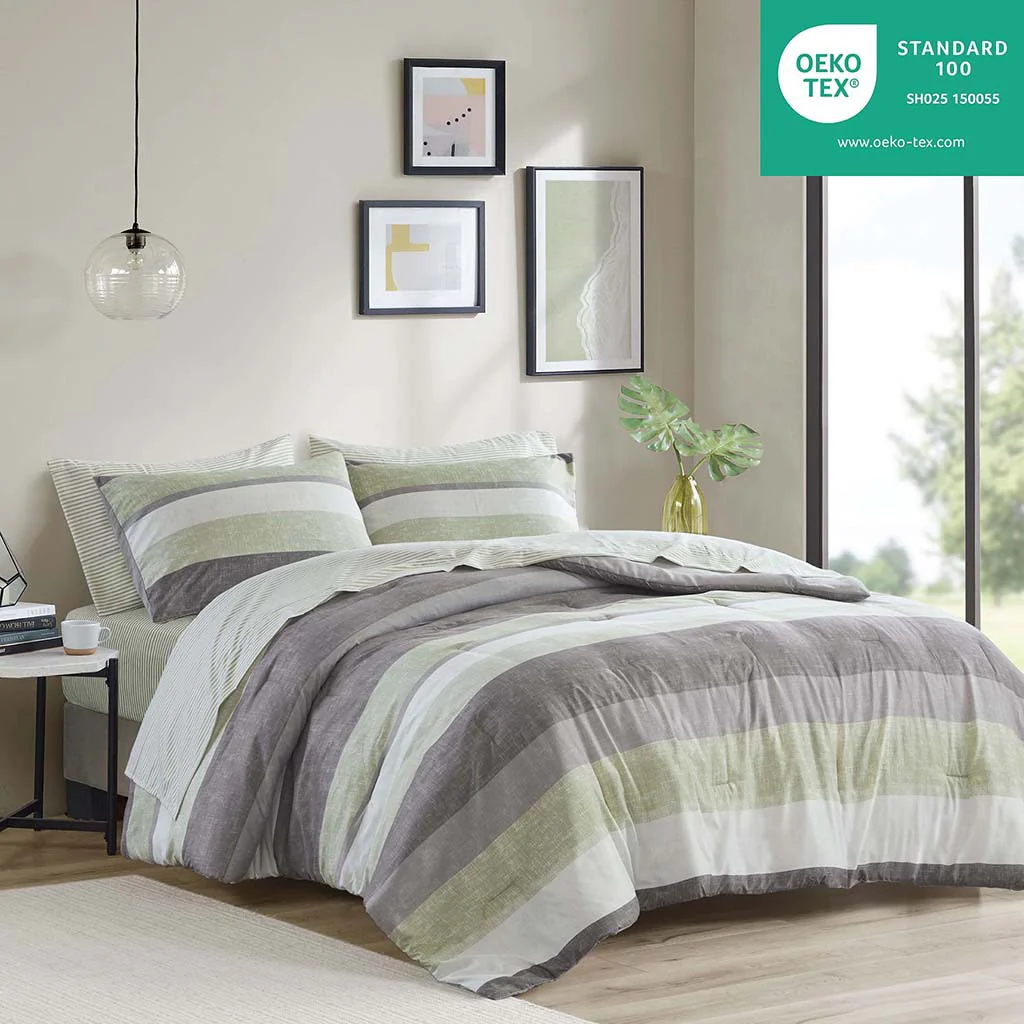 Jaxon Stripe Comforter Set with Bed Sheets - Image 7