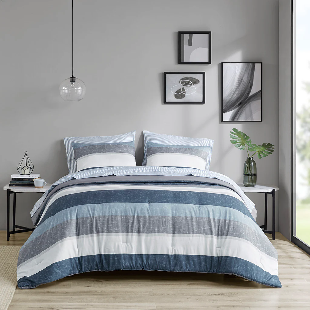 Jaxon Stripe Comforter Set with Bed Sheets - Image 9