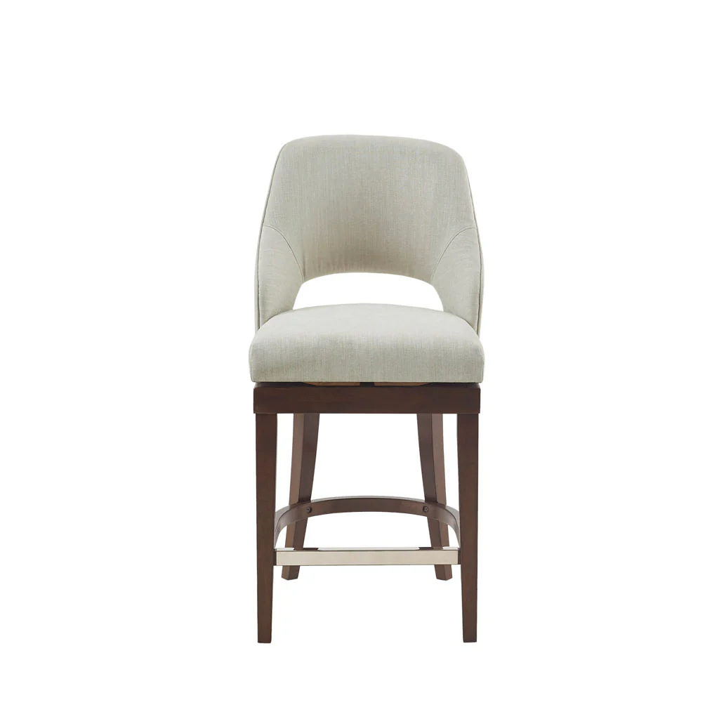 Jillian Upholstered Counter Stool with Cutout Back Design and Swivel Seat - Image 6