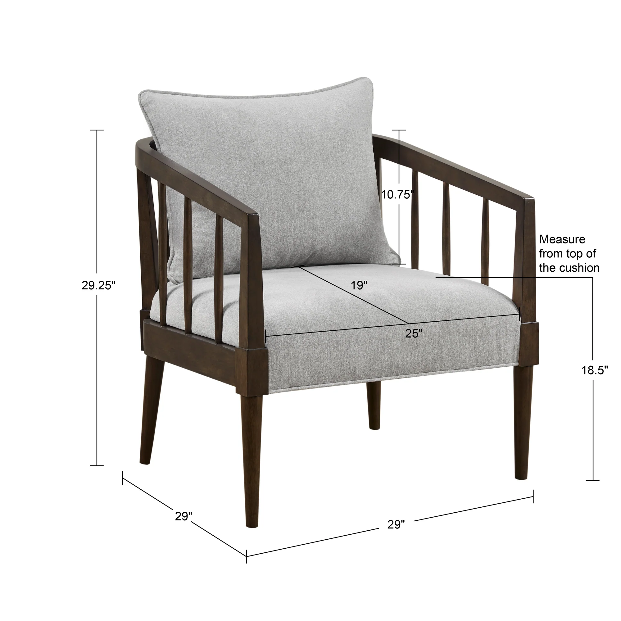 Josefine Spindle Accent Armchair with Removable Back Pillow - Image 11