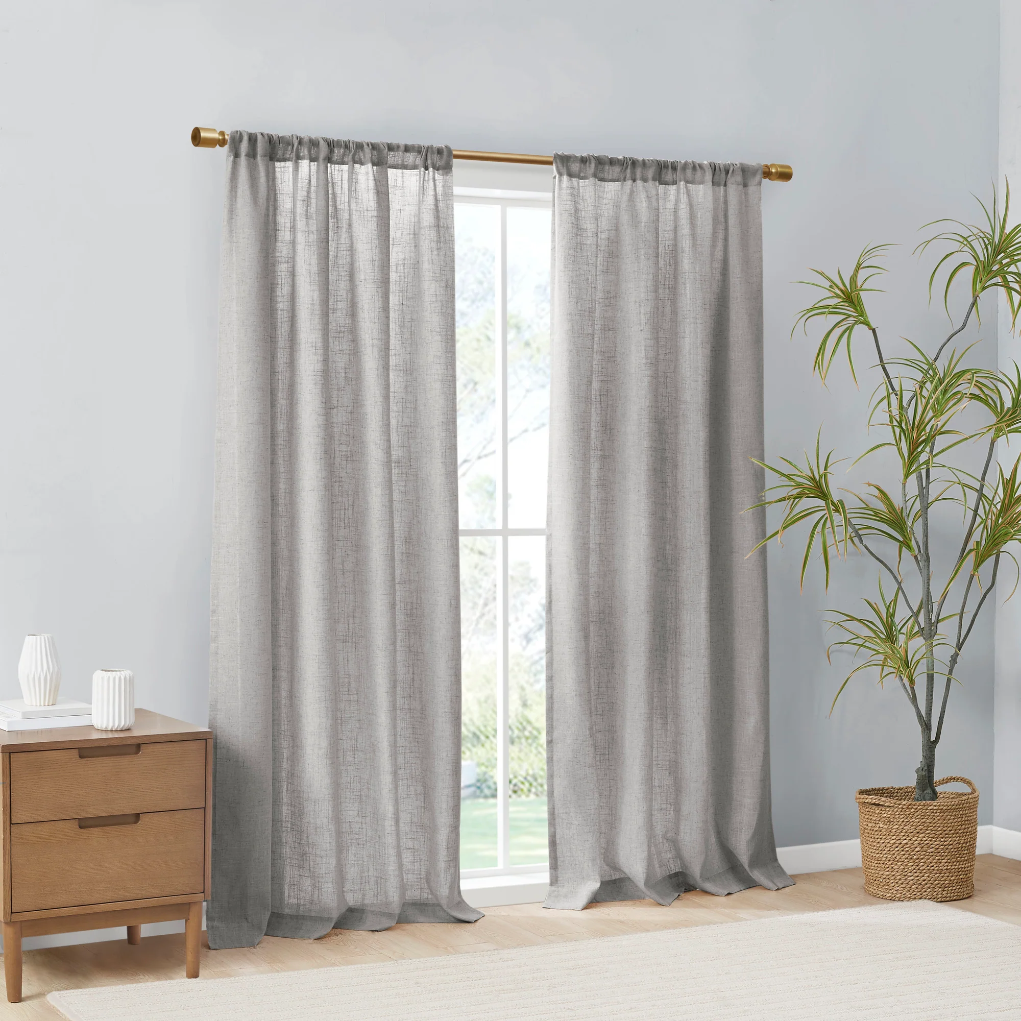 Kyler Linen Blend Light Filtering Curtain Panel Pair - Image 2