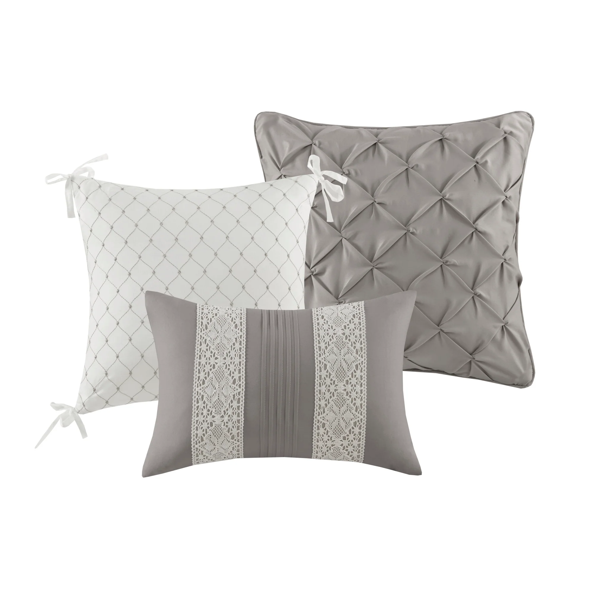Lacey 7-Piece Lace Trim Comforter Set with Throw Pillows - Image 11