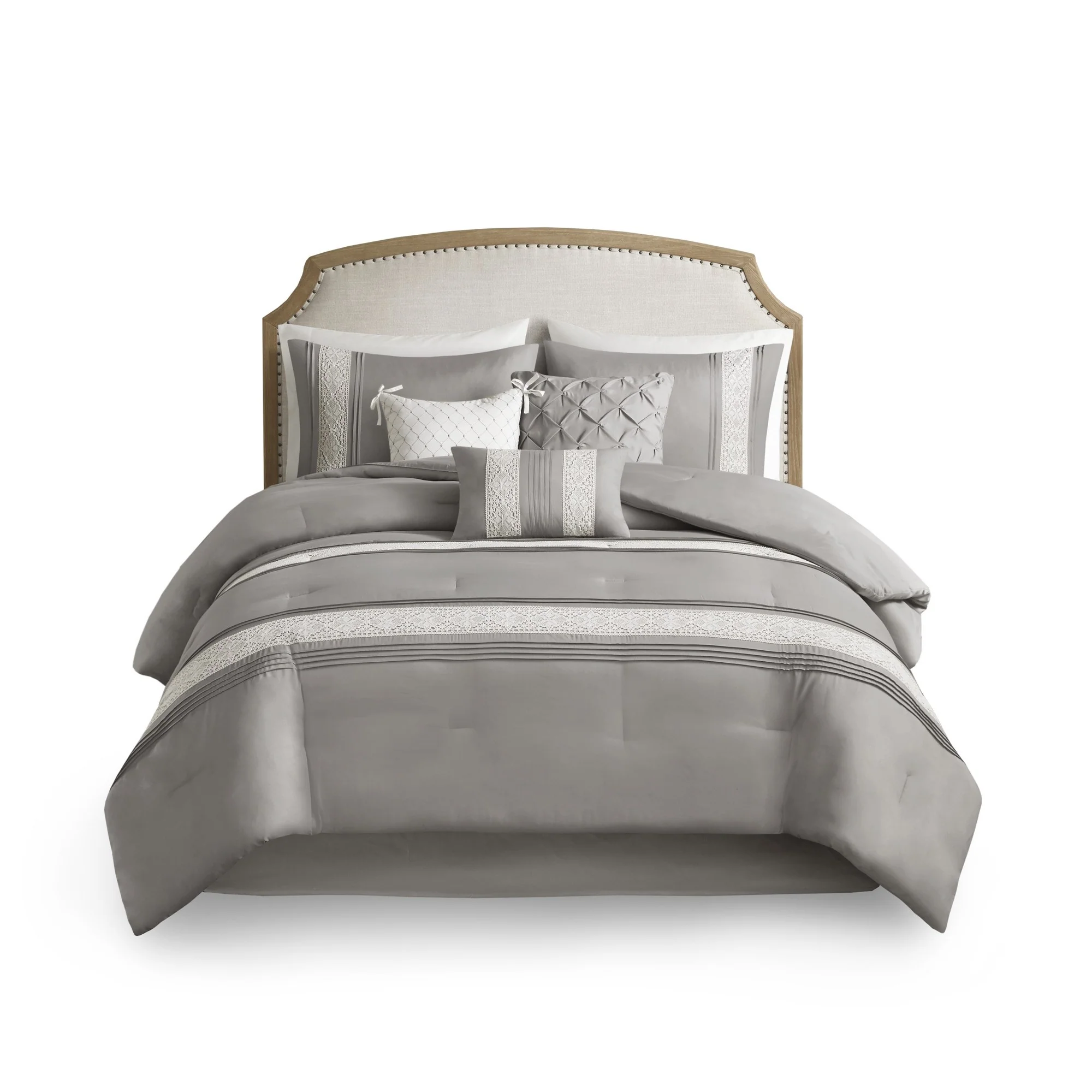 Lacey 7-Piece Lace Trim Comforter Set with Throw Pillows - Image 15