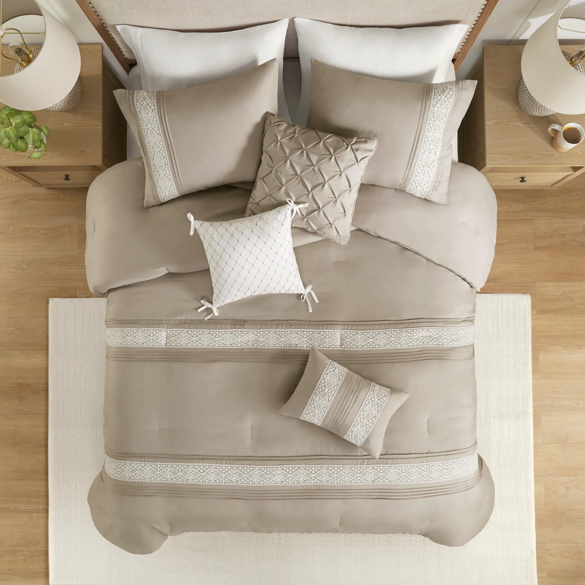 Lacey 7-Piece Lace Trim Comforter Set with Throw Pillows - Image 20
