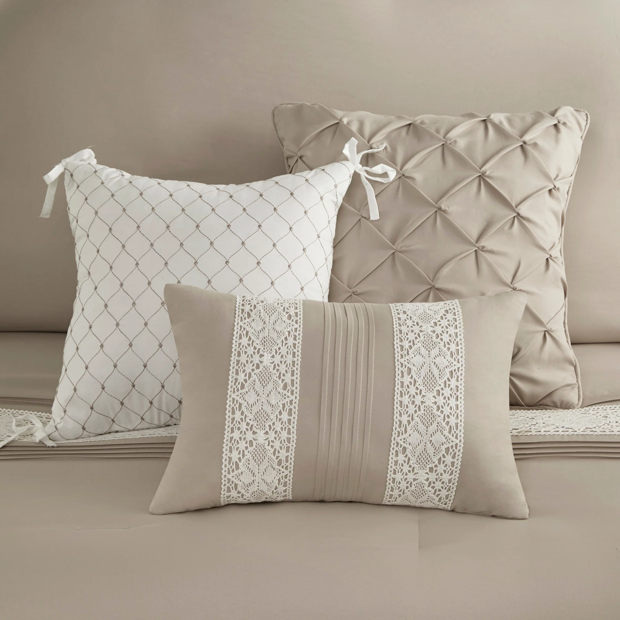 Lacey 7-Piece Lace Trim Comforter Set with Throw Pillows - Image 23