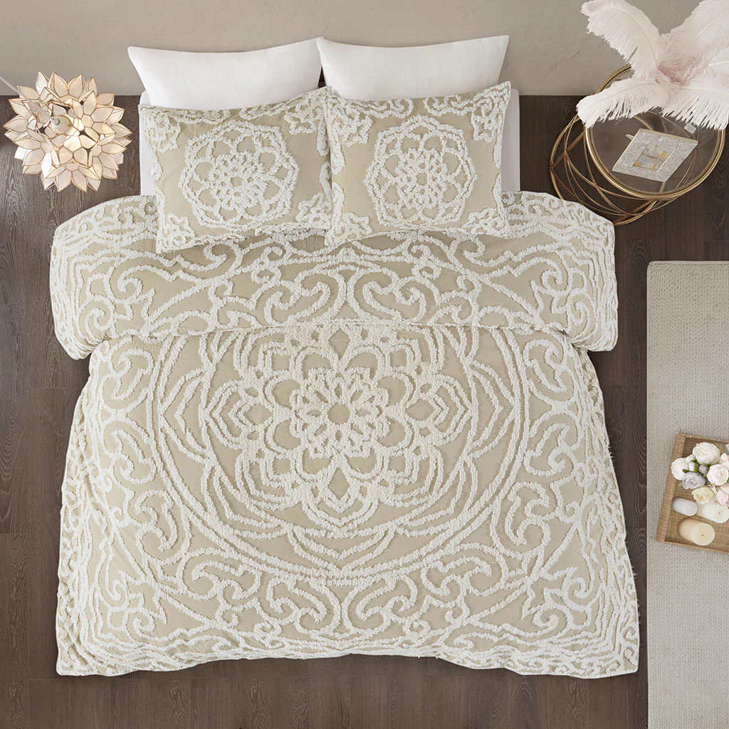 Laetitia 3-Piece Tufted Cotton Chenille Medallion Comforter Set - Image 13