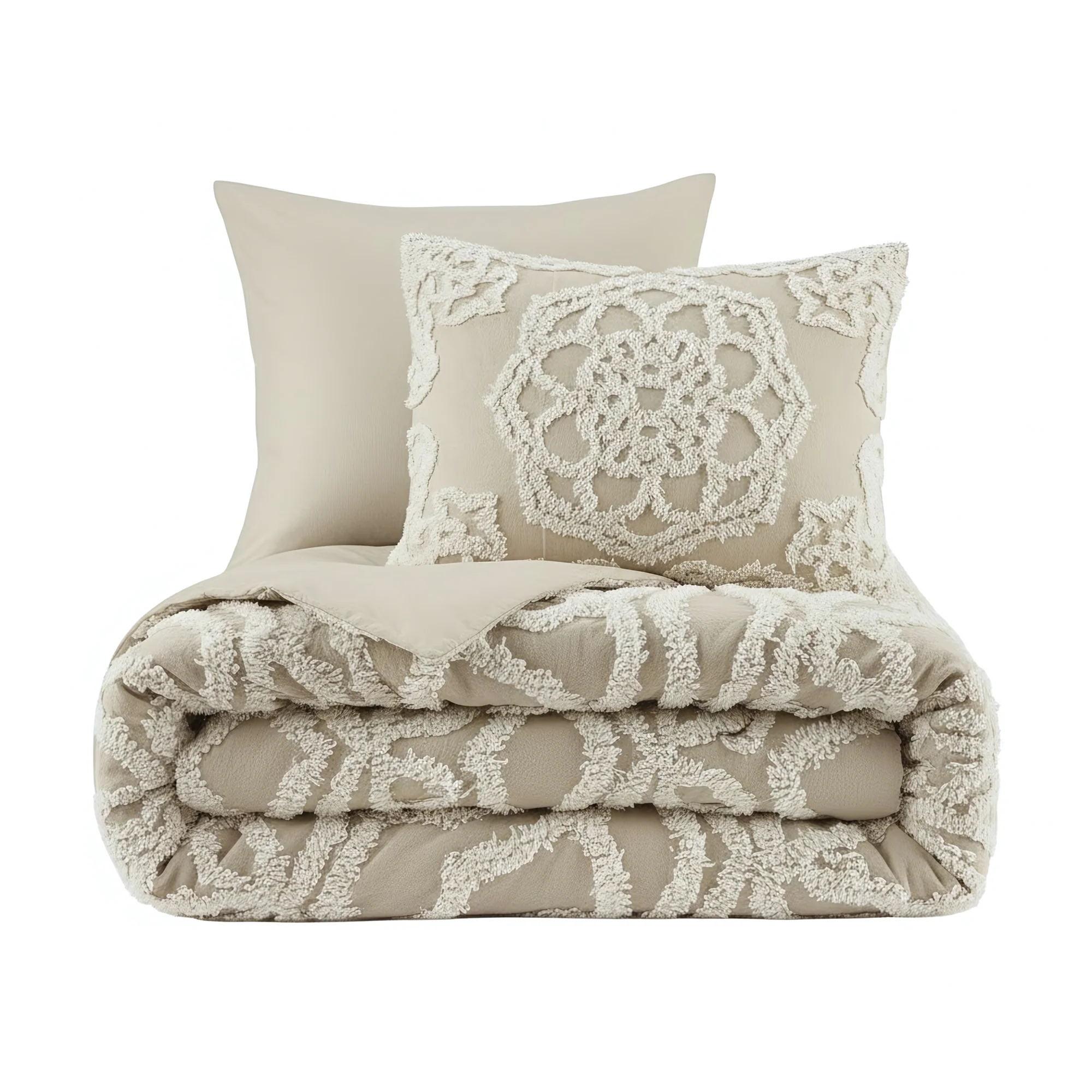 Laetitia 3-Piece Tufted Cotton Chenille Medallion Duvet Cover Set