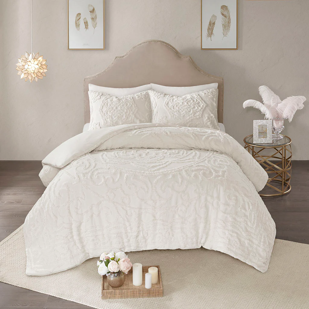 Laetitia 3-Piece Tufted Cotton Chenille Medallion Duvet Cover Set - Image 16
