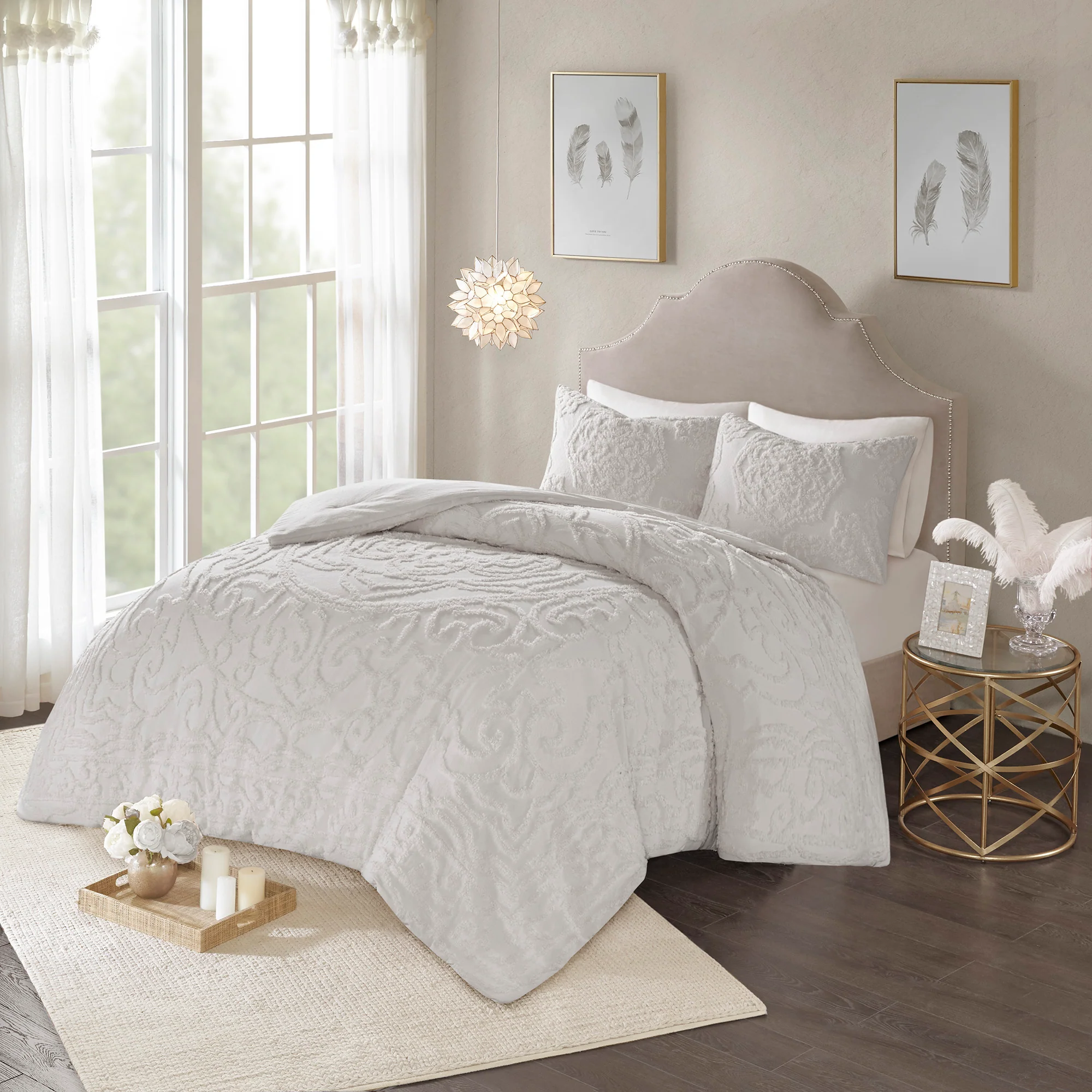 Laetitia 3-Piece Tufted Cotton Chenille Medallion Duvet Cover Set - Image 22