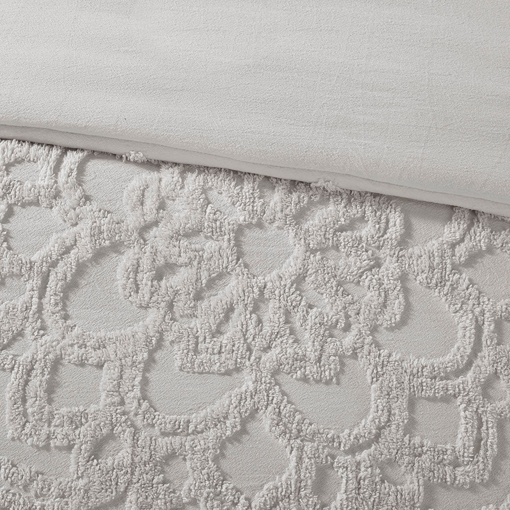 Laetitia 3-Piece Tufted Cotton Chenille Medallion Duvet Cover Set - Image 26