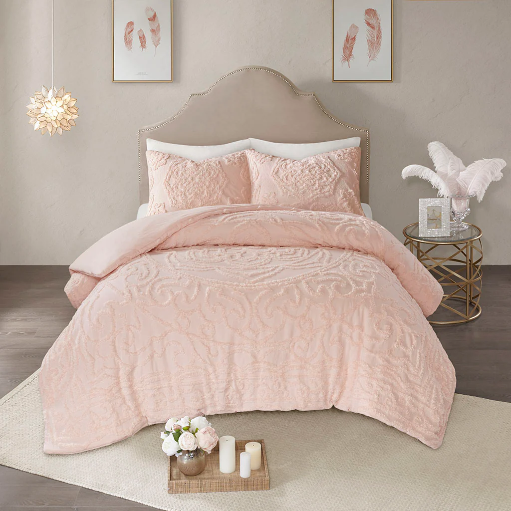 Laetitia 3-Piece Tufted Cotton Chenille Medallion Duvet Cover Set - Image 30