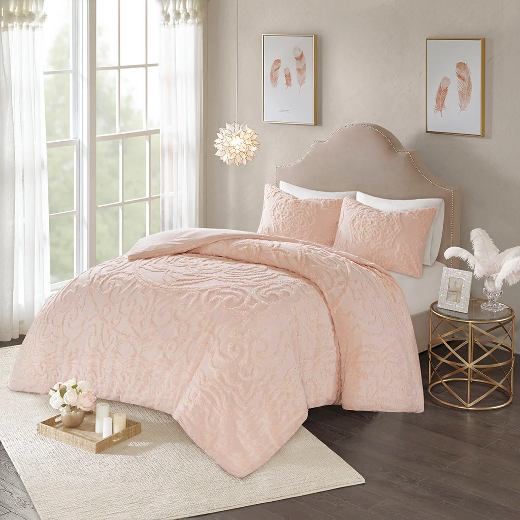 Laetitia 3-Piece Tufted Cotton Chenille Medallion Duvet Cover Set - Image 31