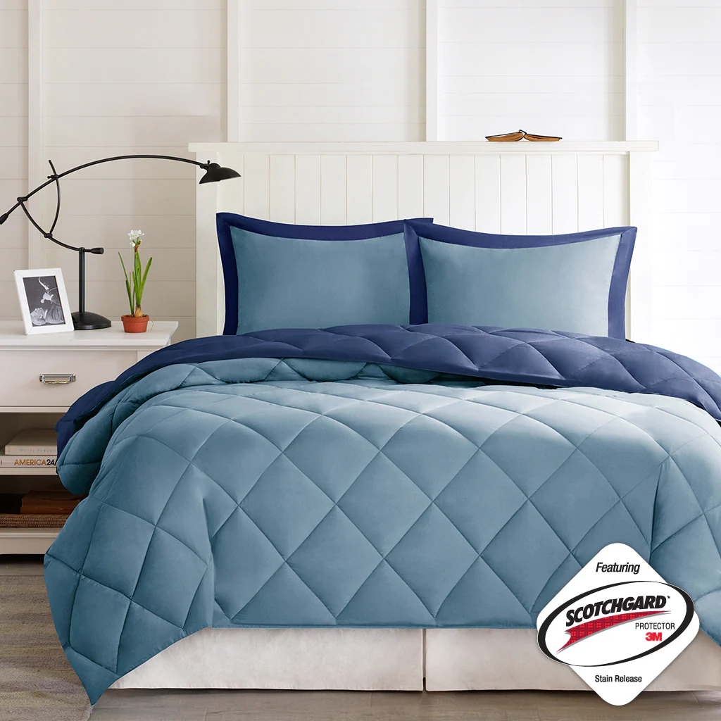 Larkspur 3M Scotchgard Diamond Quilting Reversible Down Alternative Comforter Set - Image 35