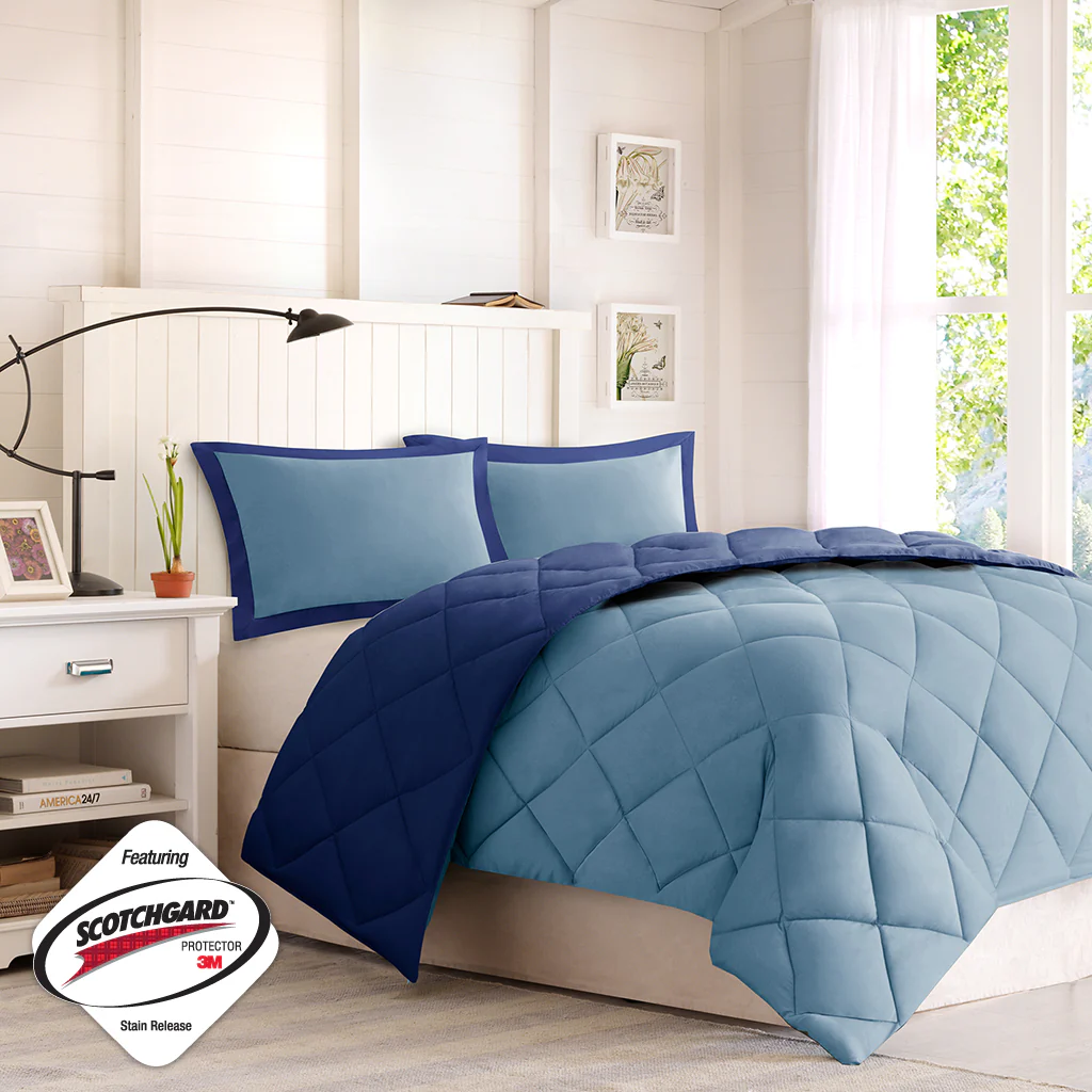 Larkspur 3M Scotchgard Diamond Quilting Reversible Down Alternative Comforter Set - Image 38