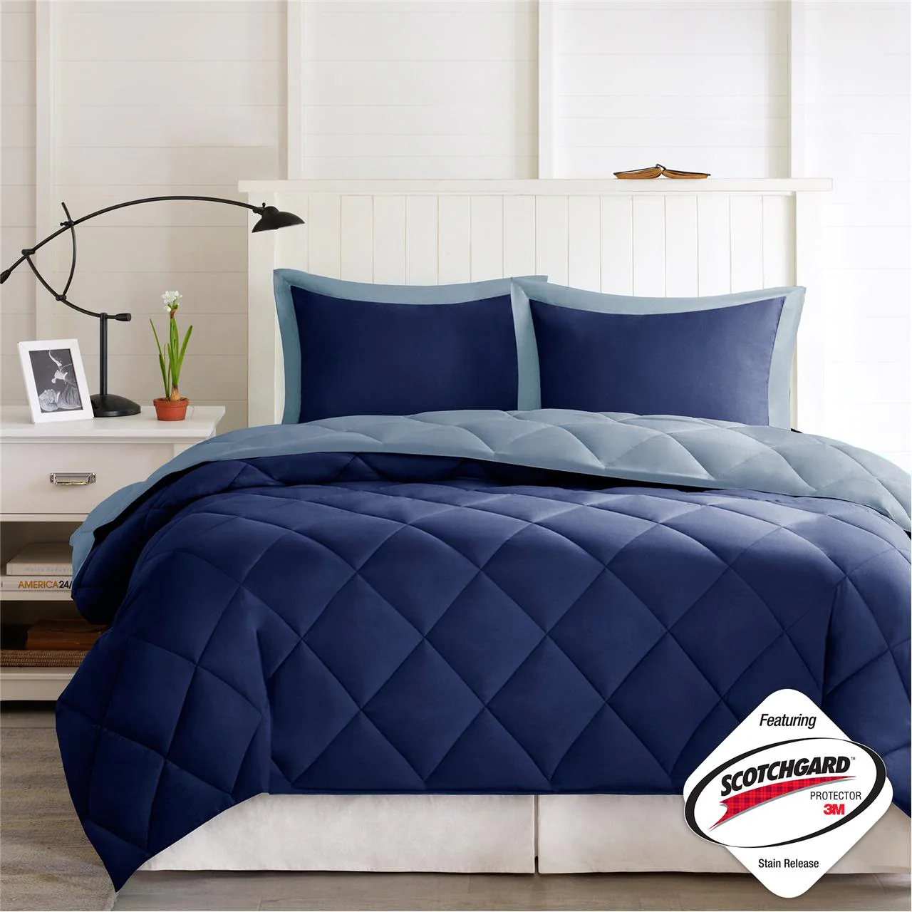 Larkspur 3M Scotchgard Diamond Quilting Reversible Down Alternative Comforter Set - Image 41