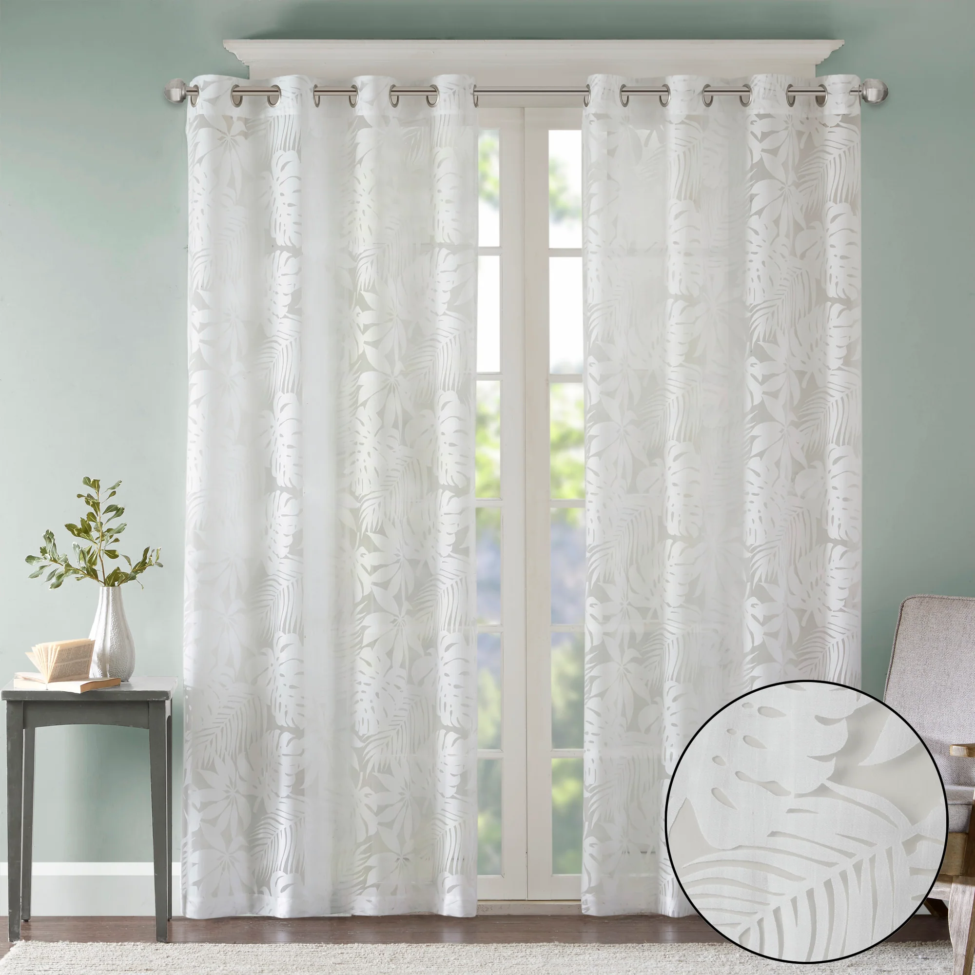 Leilani Palm Leaf Burnout Window Sheer - Image 8
