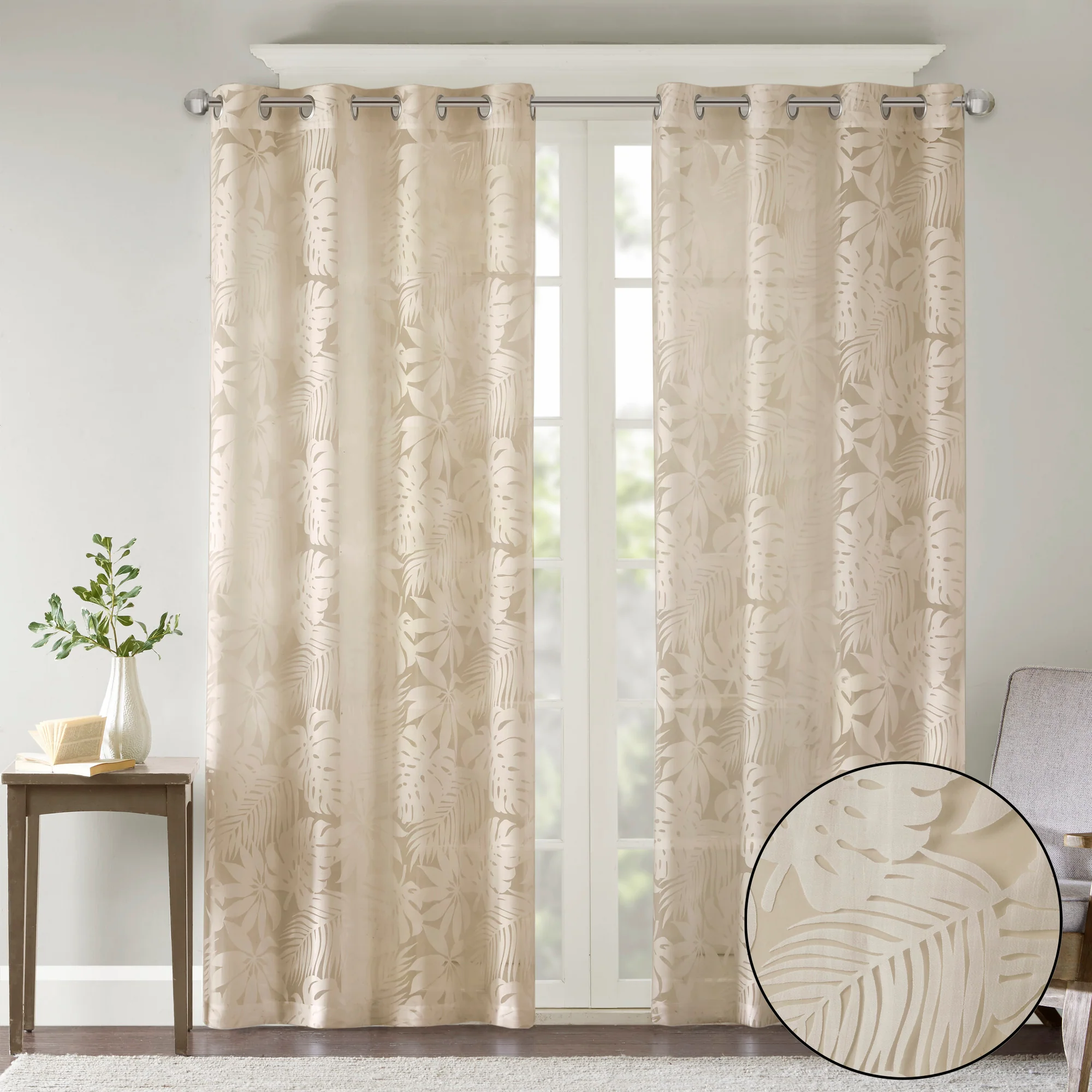 Leilani Palm Leaf Burnout Window Sheer - Image 9