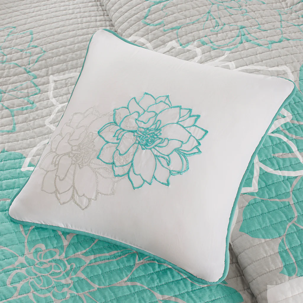 Lola 6-Piece Printed Cotton Quilt Set with Throw Pillows - Image 12