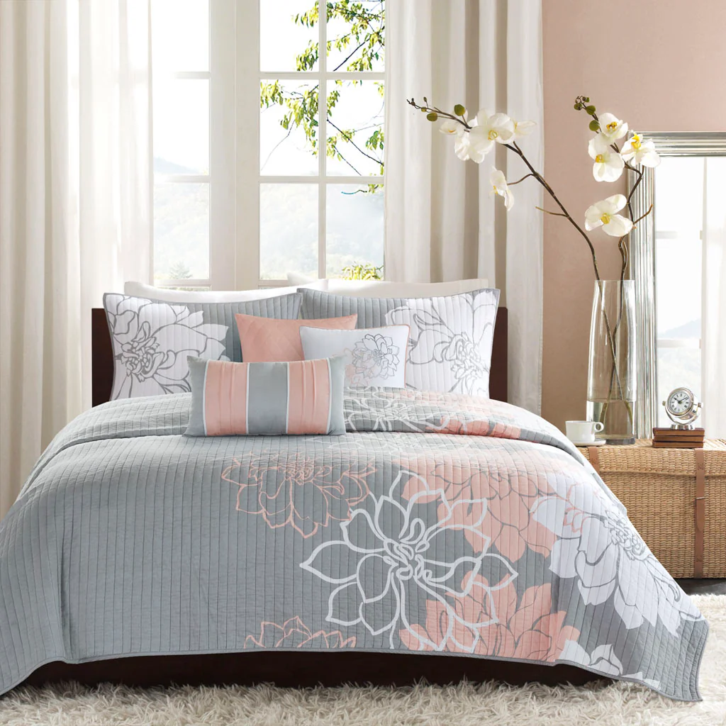 Lola 6-Piece Printed Cotton Quilt Set with Throw Pillows - Image 14