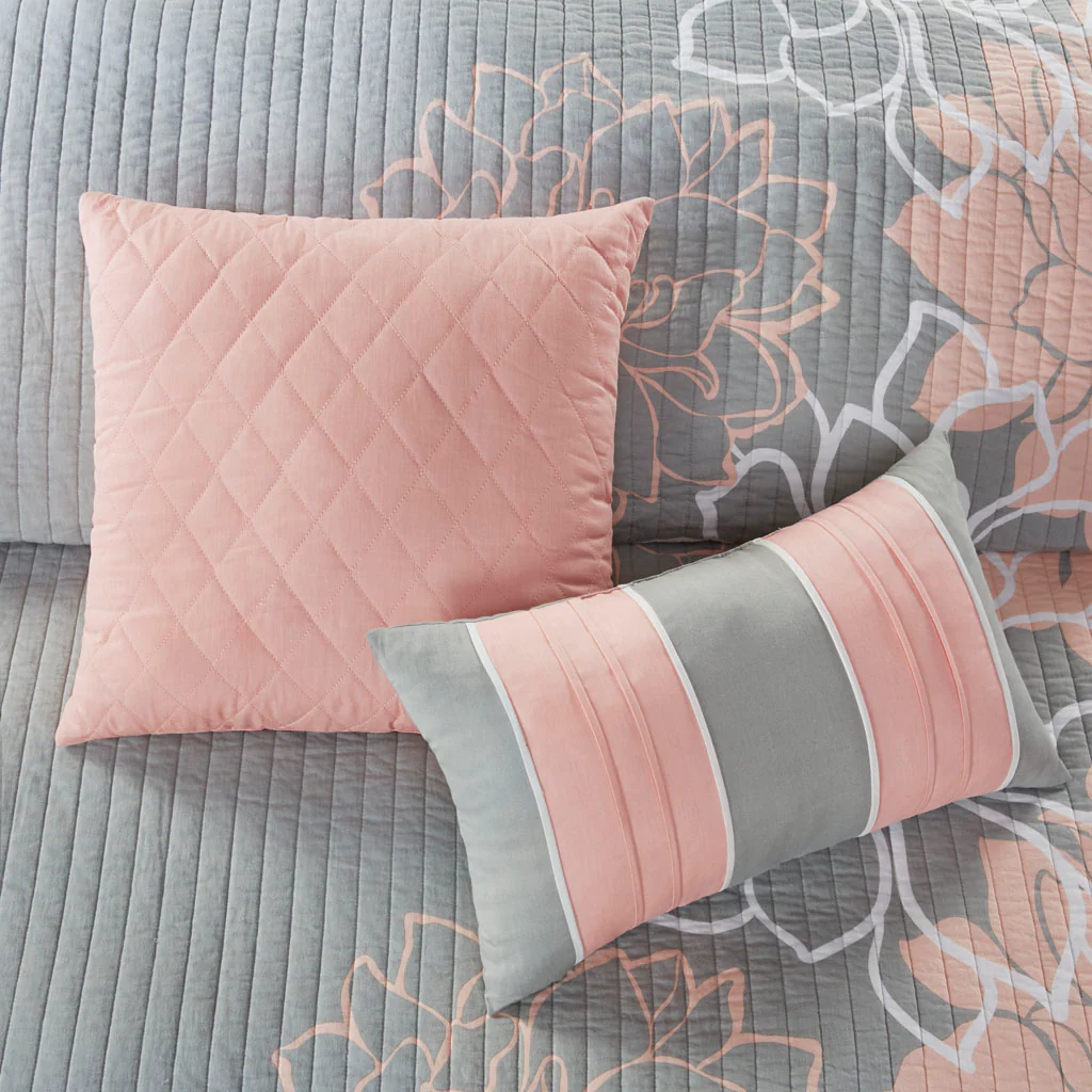 Lola 6-Piece Printed Cotton Quilt Set with Throw Pillows - Image 22
