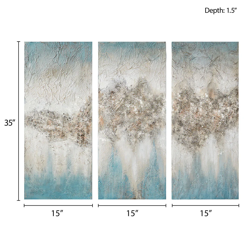 Luminous Heavily Embellished 3-Piece Canvas Wall Art Set - Image 24