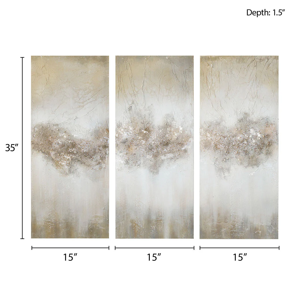 Luminous Heavily Embellished 3-Piece Canvas Wall Art Set - Image 25