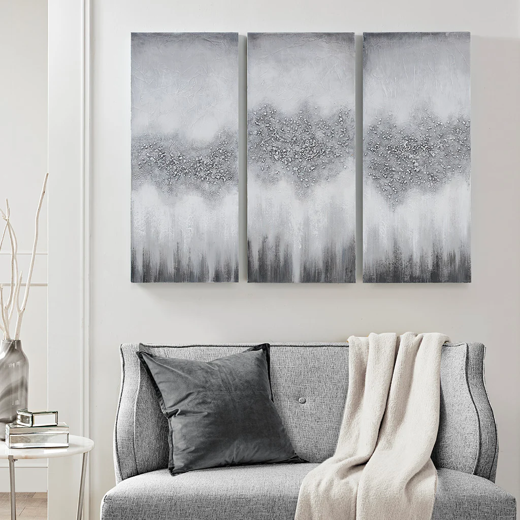 Luminous Heavily Embellished 3-Piece Canvas Wall Art Set - Image 26