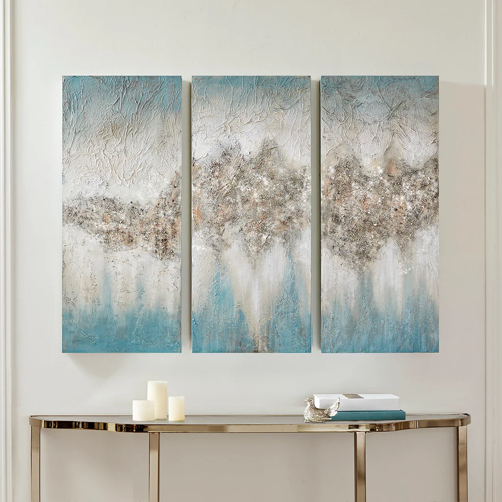 Luminous Heavily Embellished 3-Piece Canvas Wall Art Set - Image 27
