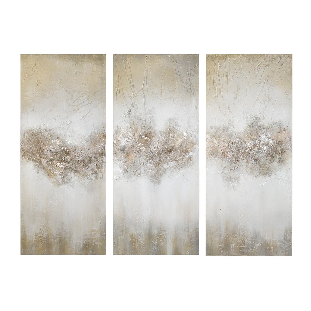 Luminous Heavily Embellished 3-Piece Canvas Wall Art Set - Image 3