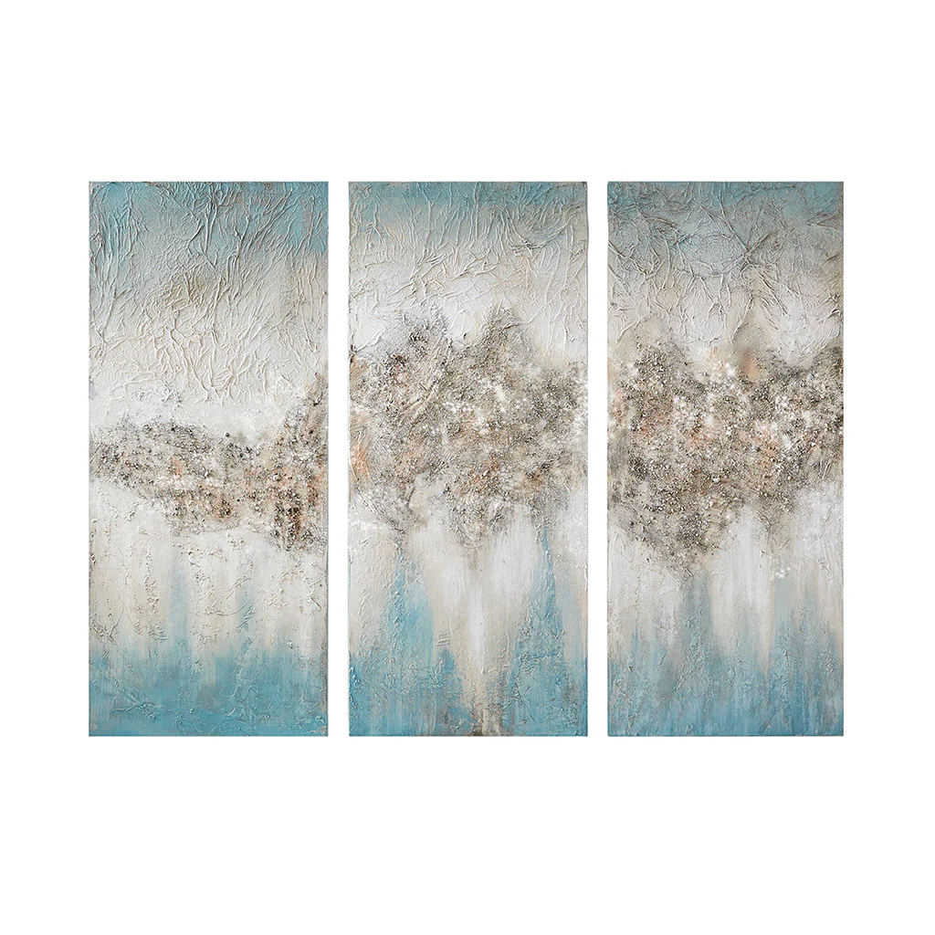 Luminous Heavily Embellished 3-Piece Canvas Wall Art Set - Image 4