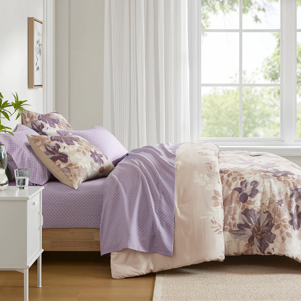 Luna Floral Comforter Set with Bed Sheets - Image 17