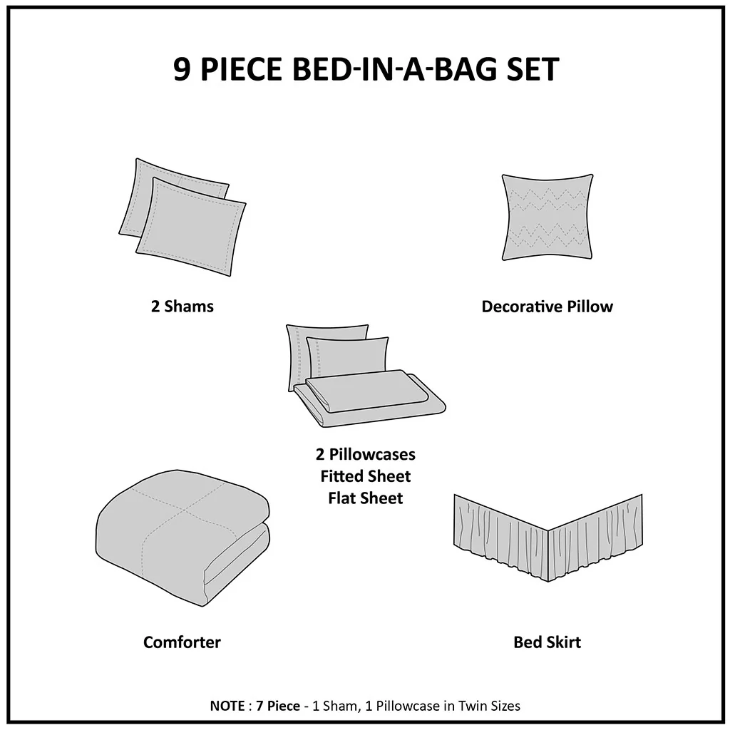 Maible 9-Piece Comforter Set with Cotton Bed Sheets - Image 28