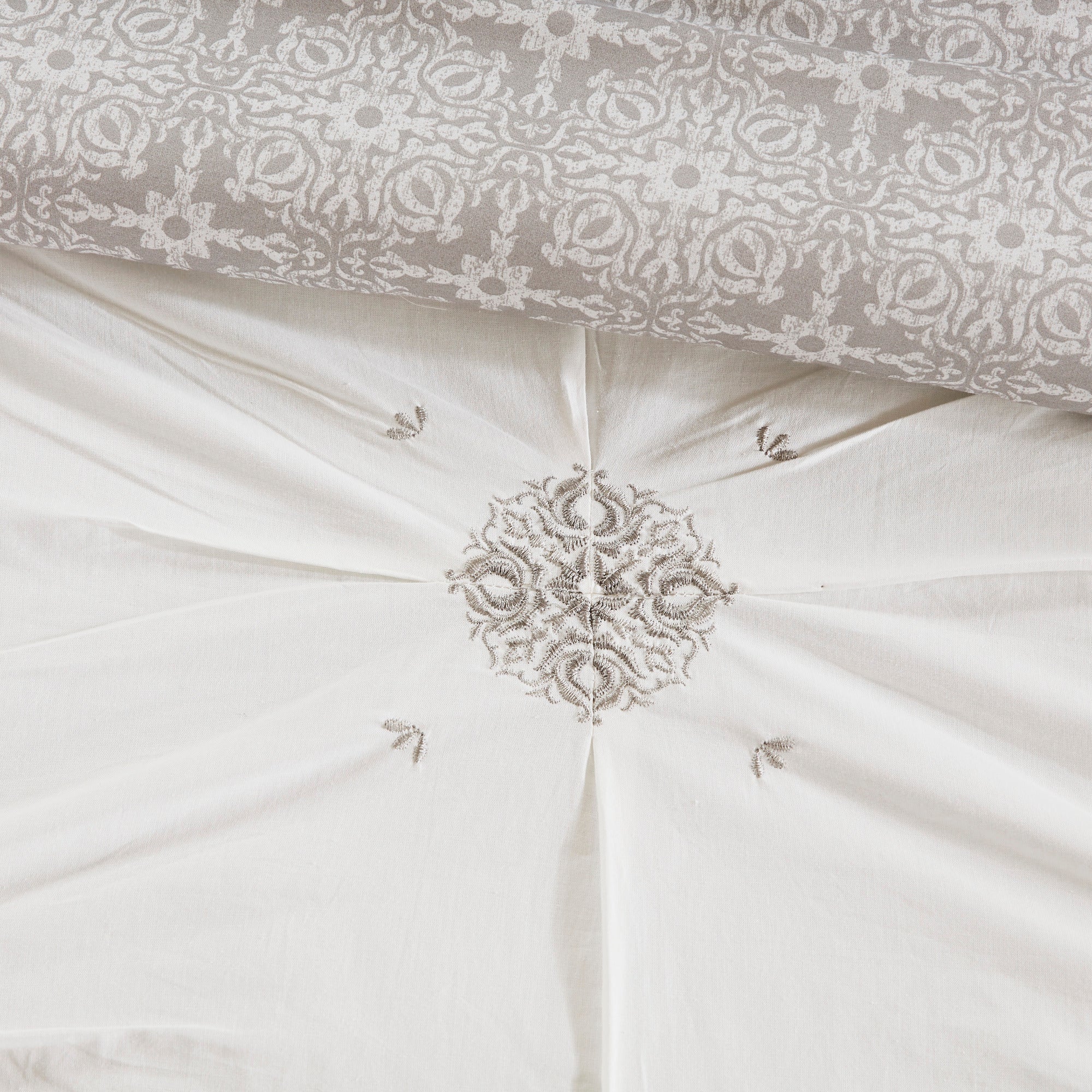 Malia 4-Piece Embroidered Cotton Reversible Duvet Cover Set - Image 14
