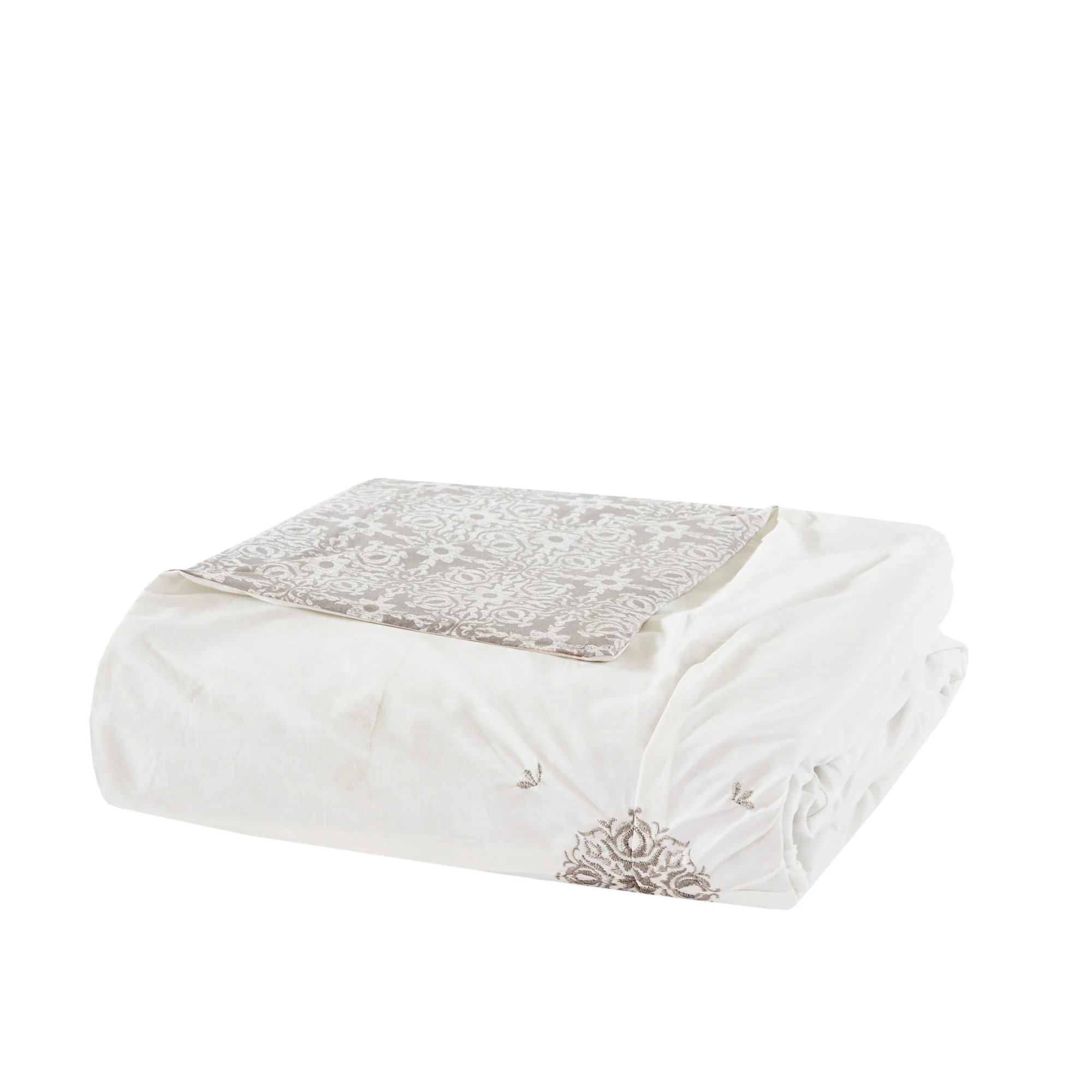 Malia 4-Piece Embroidered Cotton Reversible Duvet Cover Set - Image 20