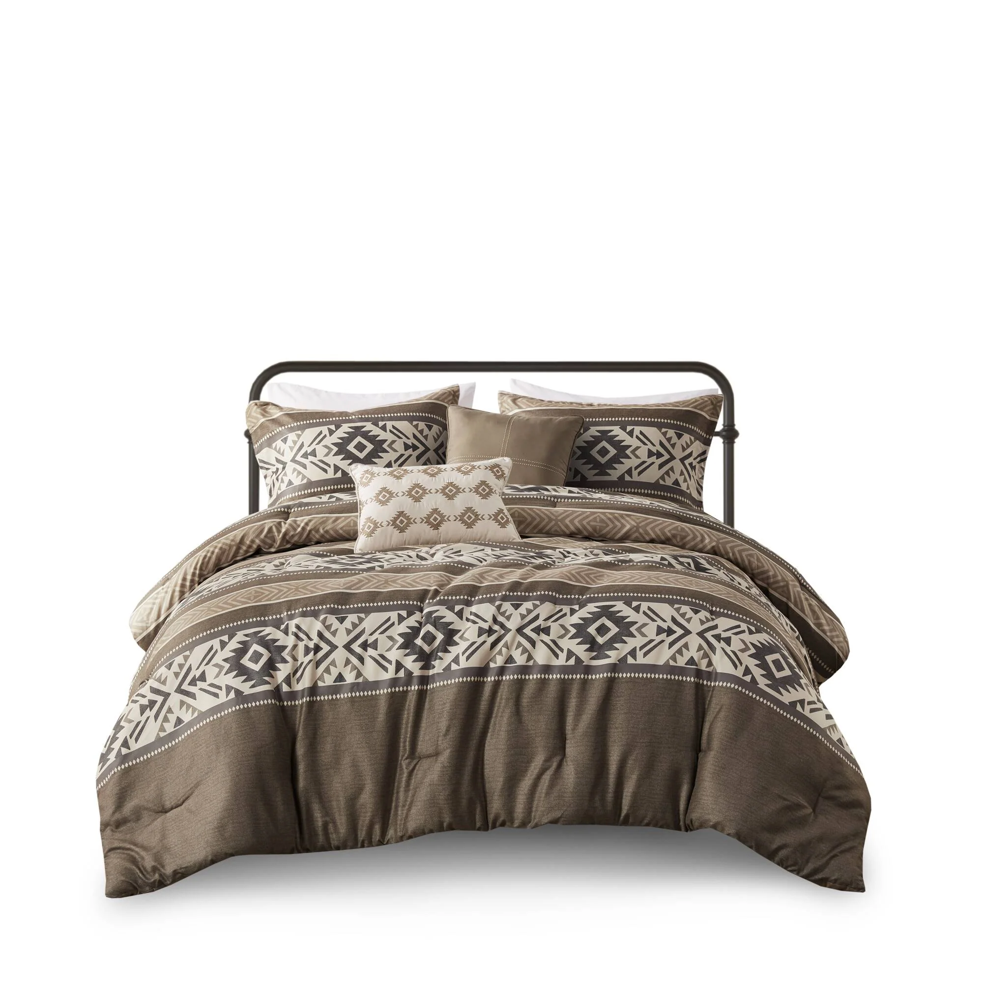 Mariposa 5-Piece Stripe Herringbone Comforter Set with Throw Pillows - Image 14