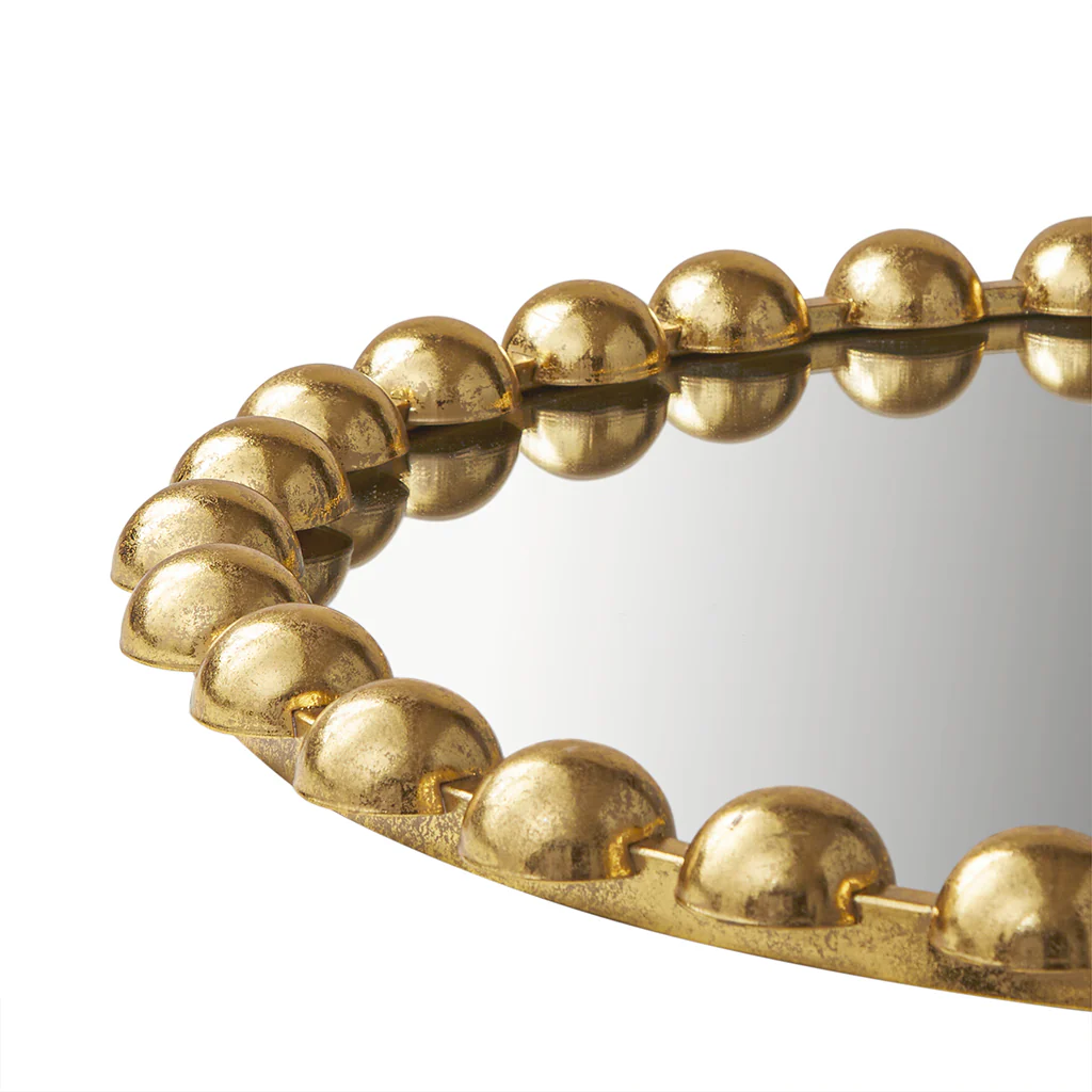 Marlowe 27" Medium Decorative Round Wall Mirror with Beaded Metal Frame - Image 14