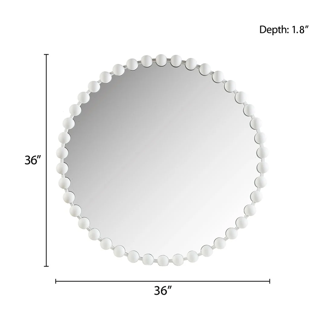 Marlowe 27" Medium Decorative Round Wall Mirror with Beaded Metal Frame - Image 59