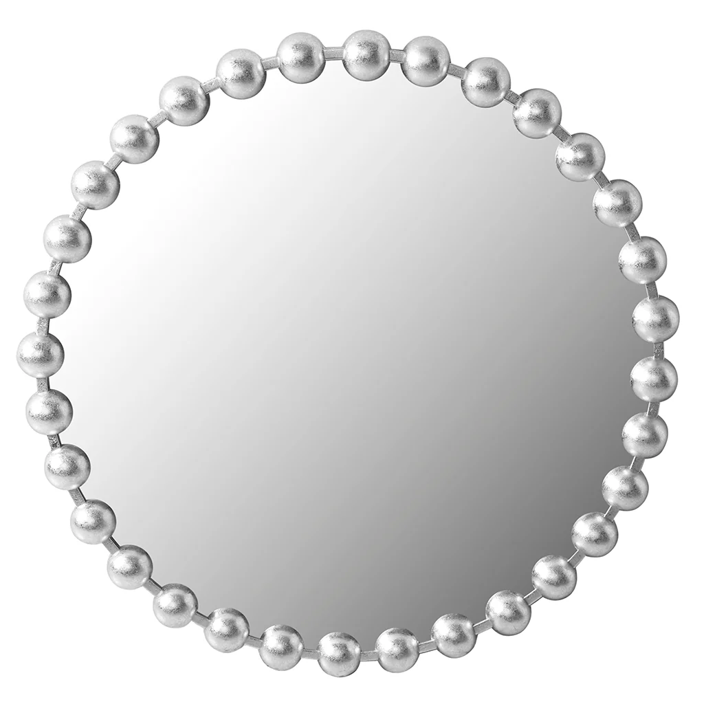 Marlowe 27" Medium Decorative Round Wall Mirror with Beaded Metal Frame - Image 6