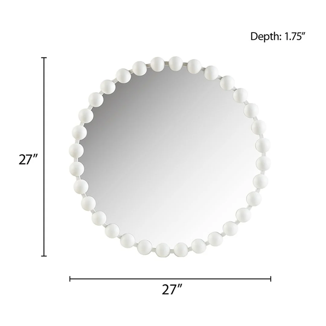 Marlowe 27" Medium Decorative Round Wall Mirror with Beaded Metal Frame - Image 60