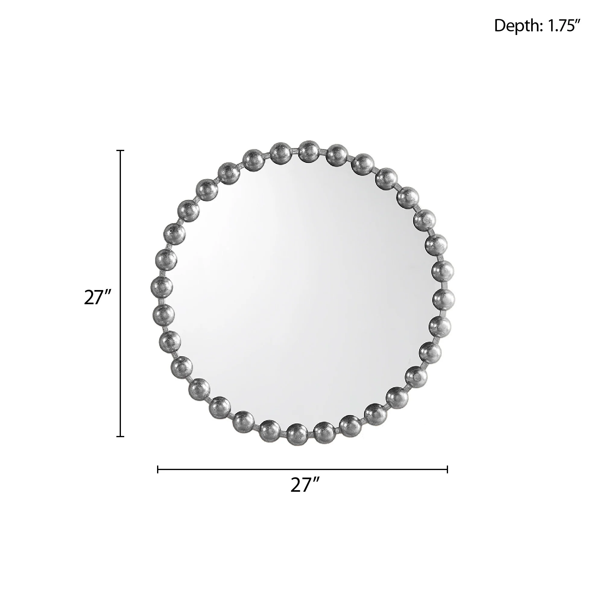 Marlowe 27" Medium Decorative Round Wall Mirror with Beaded Metal Frame - Image 62