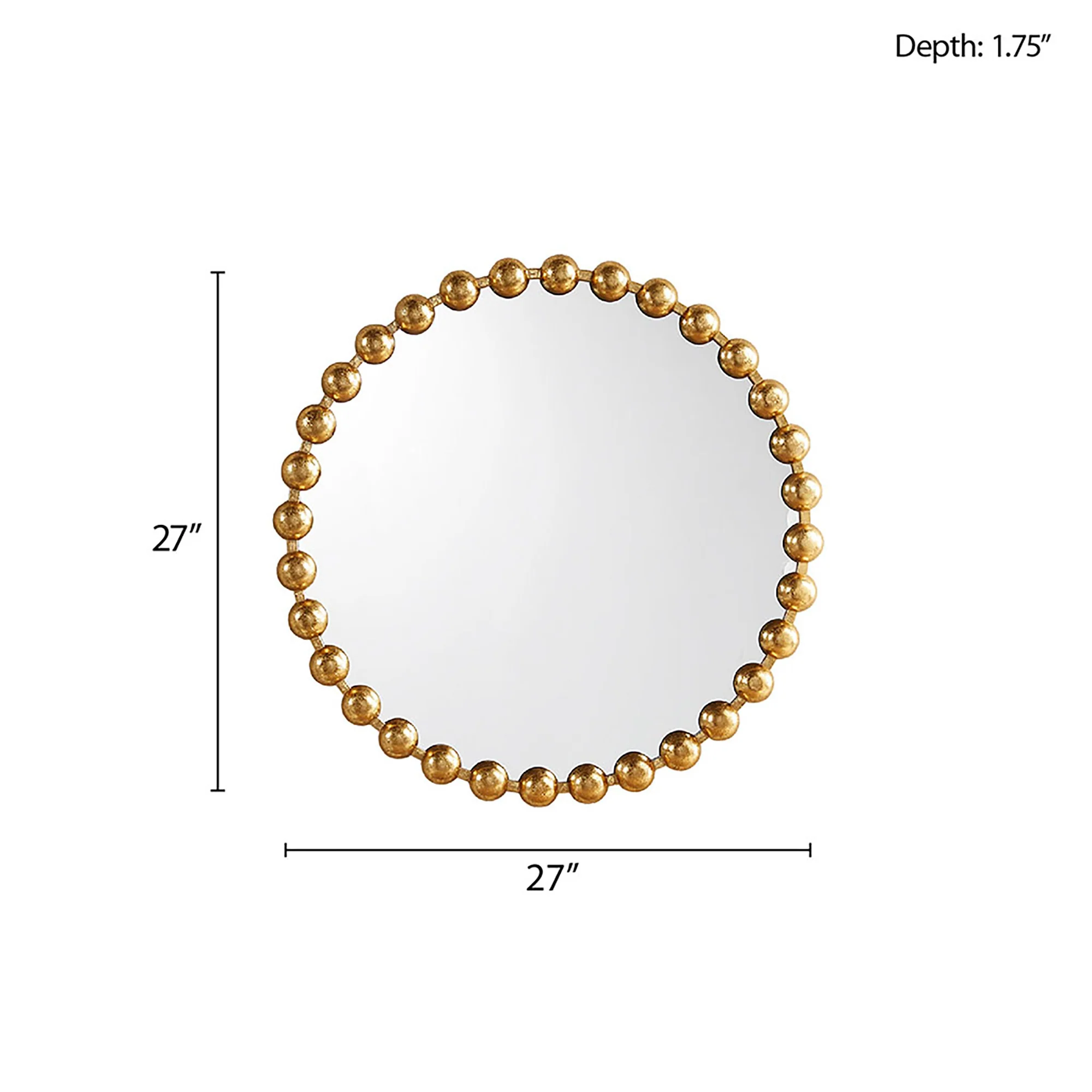 Marlowe 27" Medium Decorative Round Wall Mirror with Beaded Metal Frame - Image 65