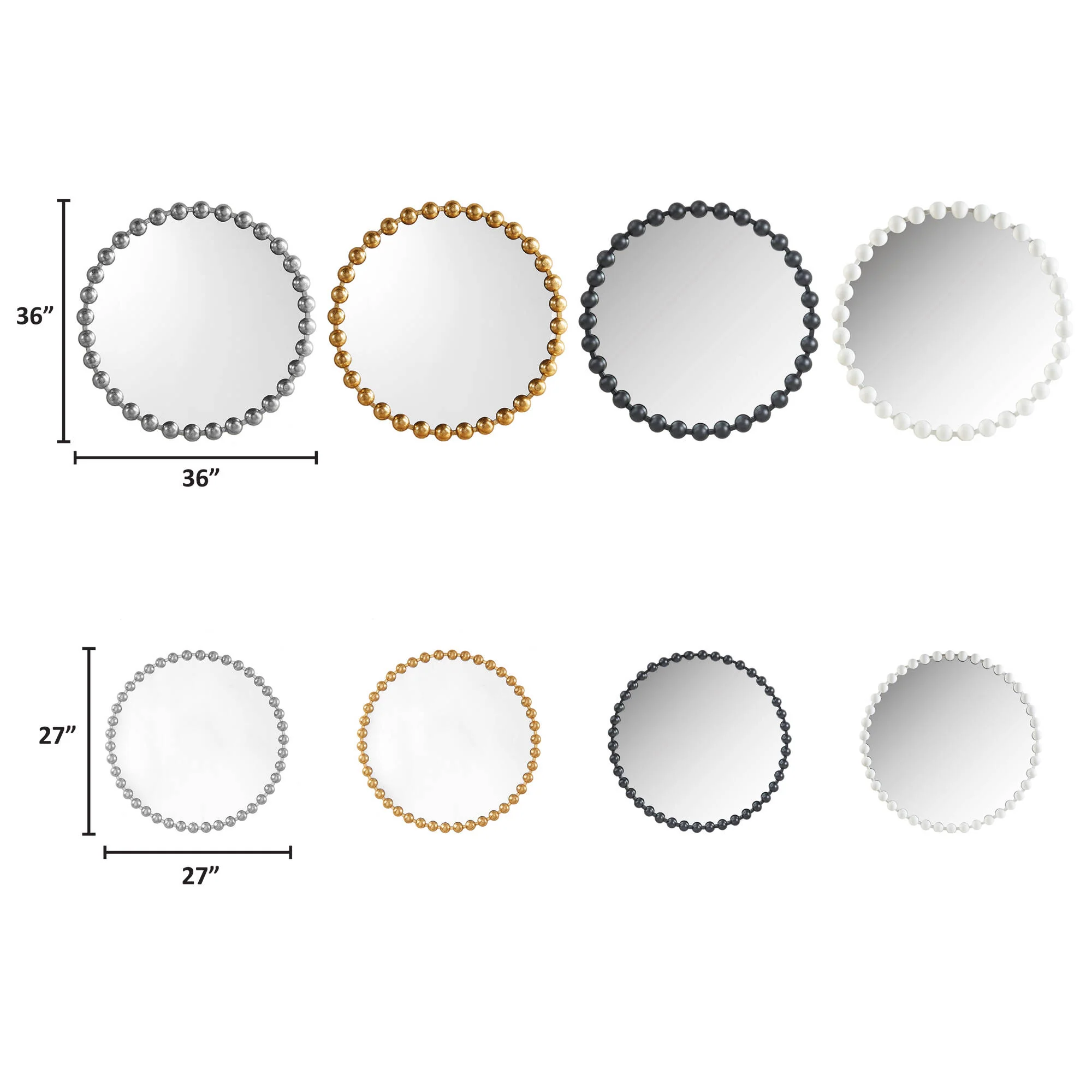 Marlowe 27" Medium Decorative Round Wall Mirror with Beaded Metal Frame - Image 69