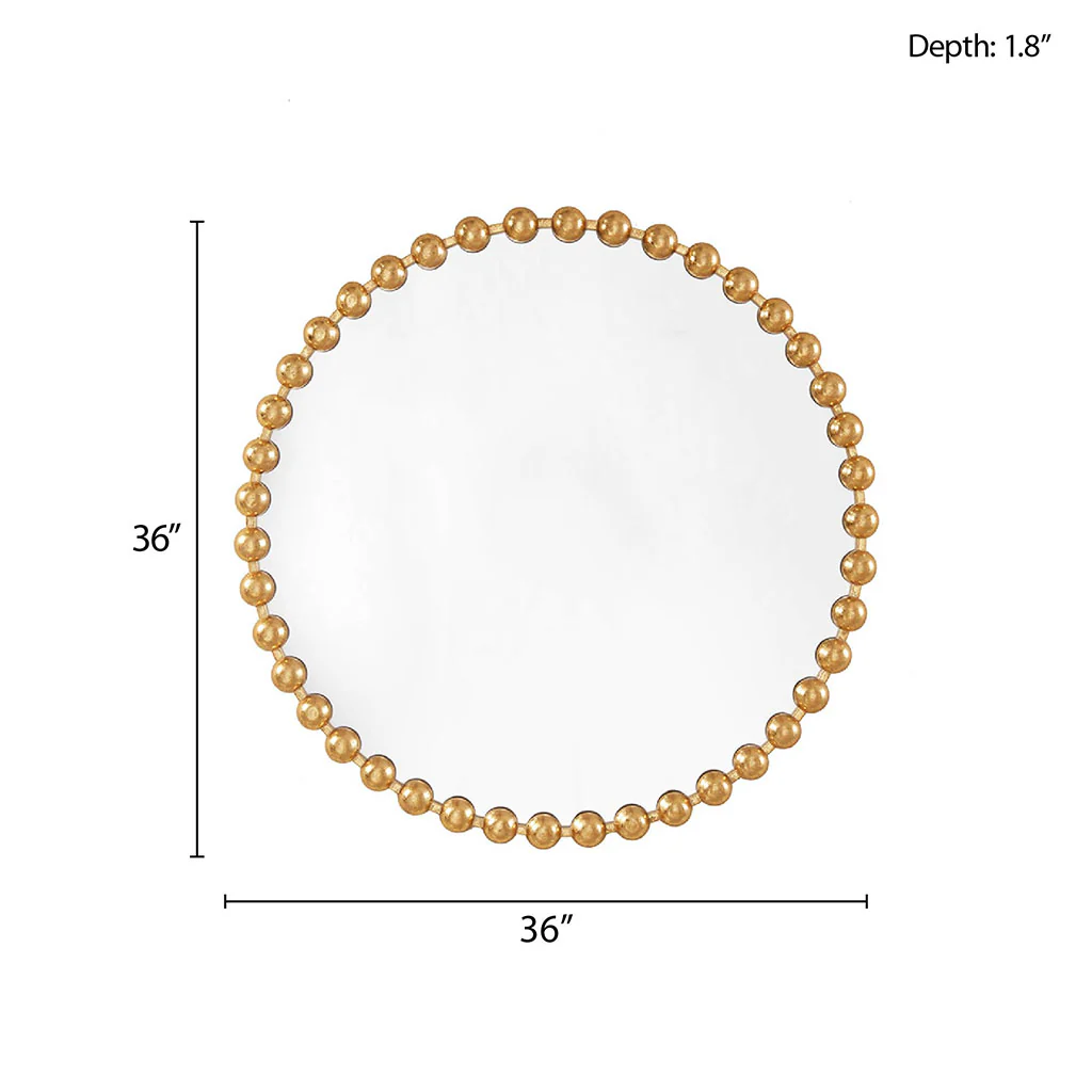Marlowe 27" Medium Decorative Round Wall Mirror with Beaded Metal Frame - Image 72