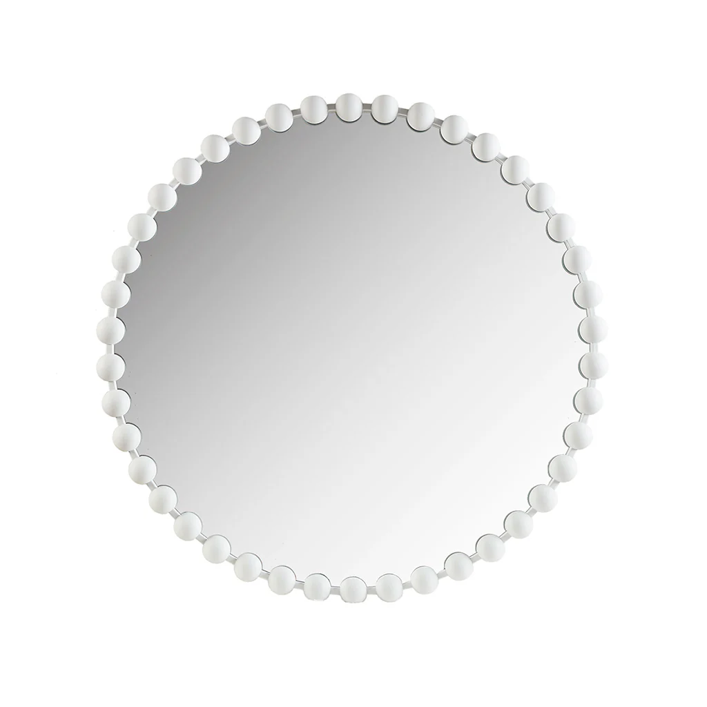 Marlowe 27" Medium Decorative Round Wall Mirror with Beaded Metal Frame - Image 8