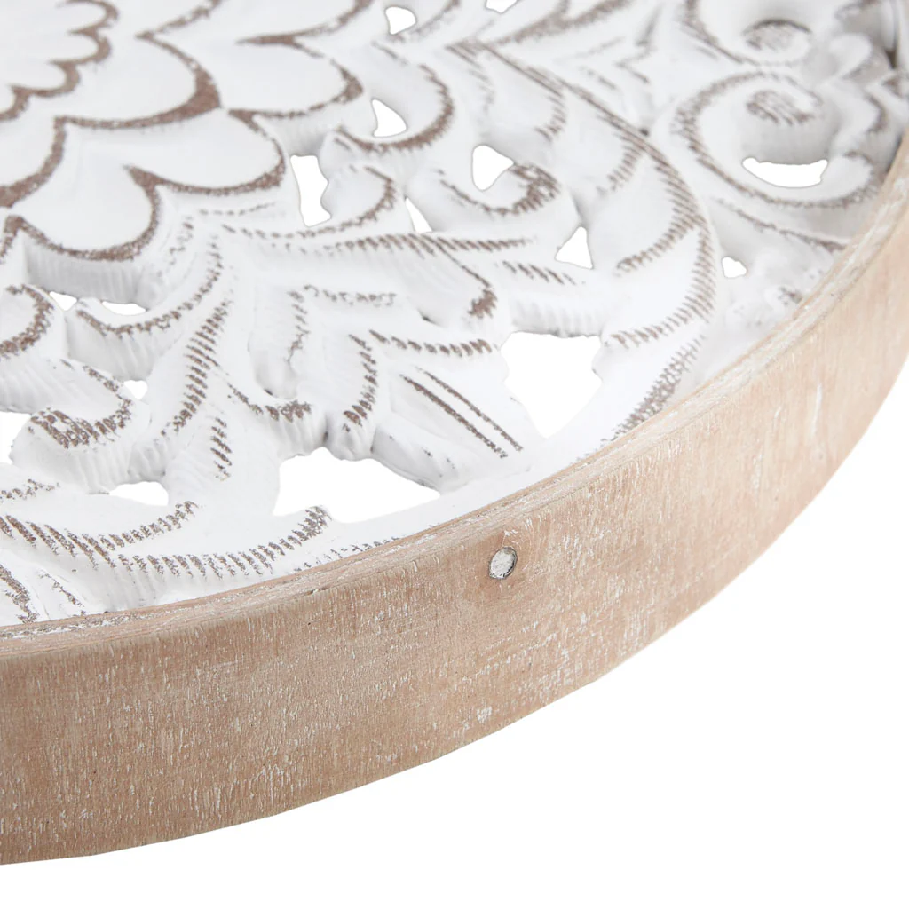 Medallion Trio Distressed White Floral 3-Piece Carved Wood Wall Decor Set - Image 5