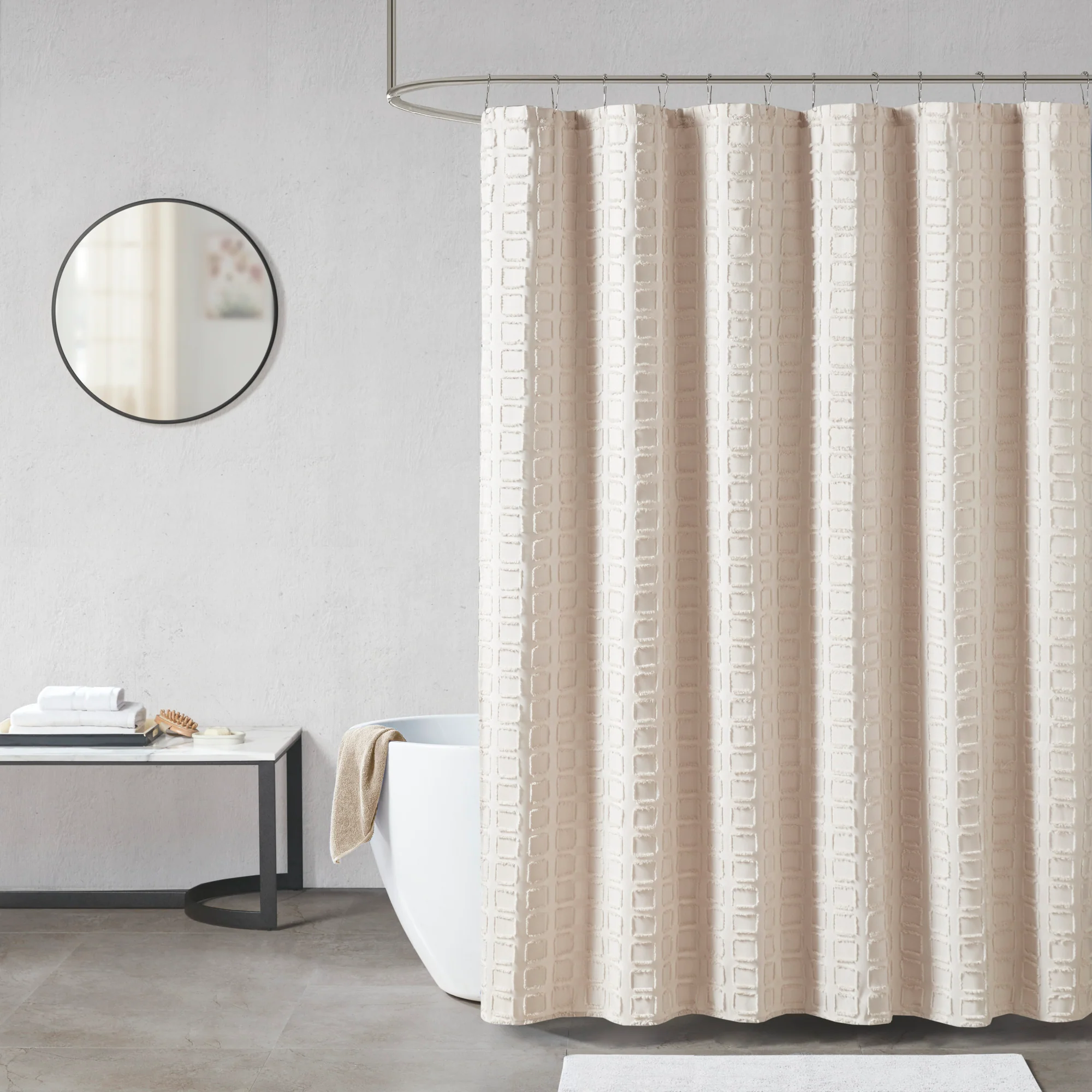 Metro Woven Clipped Solid Shower Curtain - Image 11