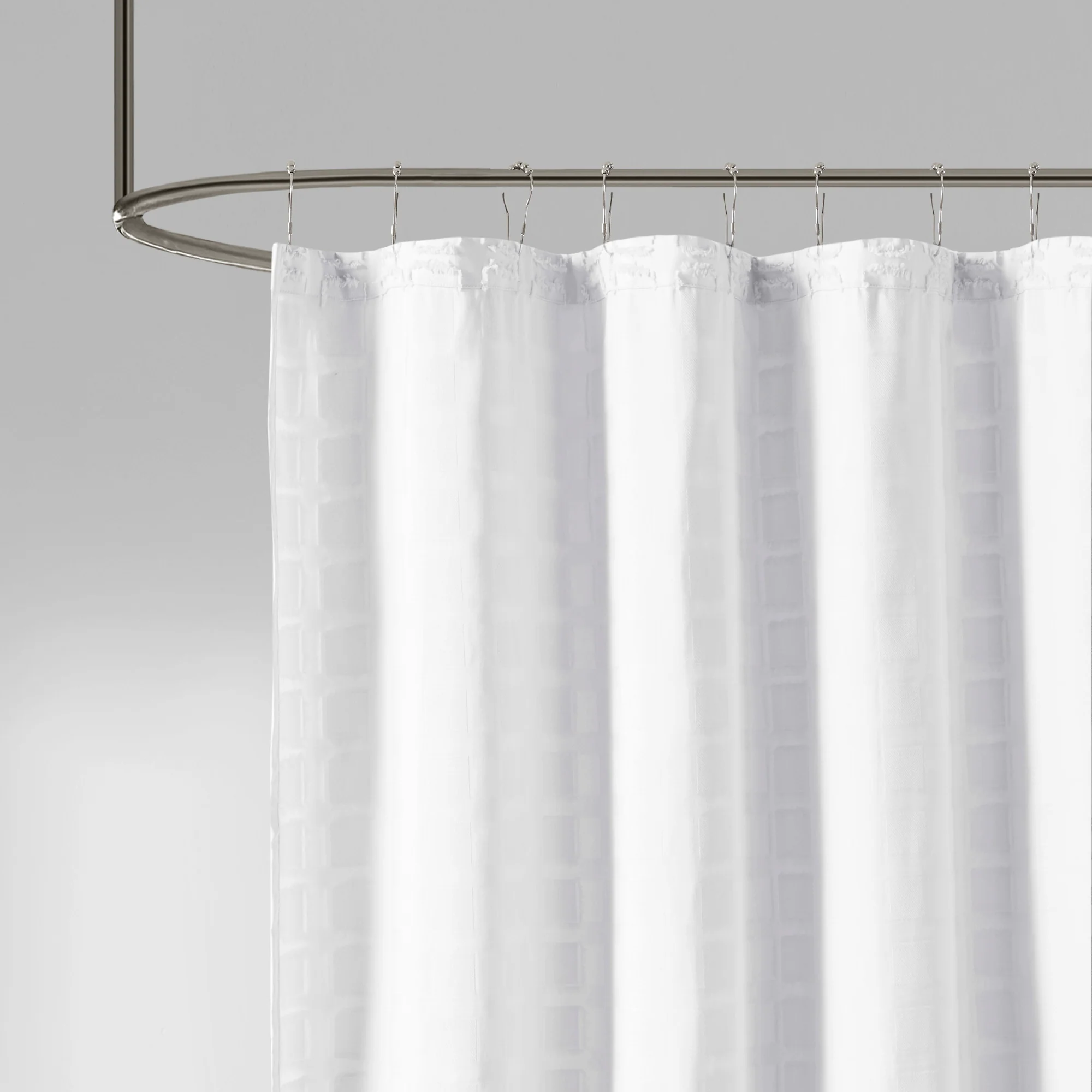 Metro Woven Clipped Solid Shower Curtain - Image 3