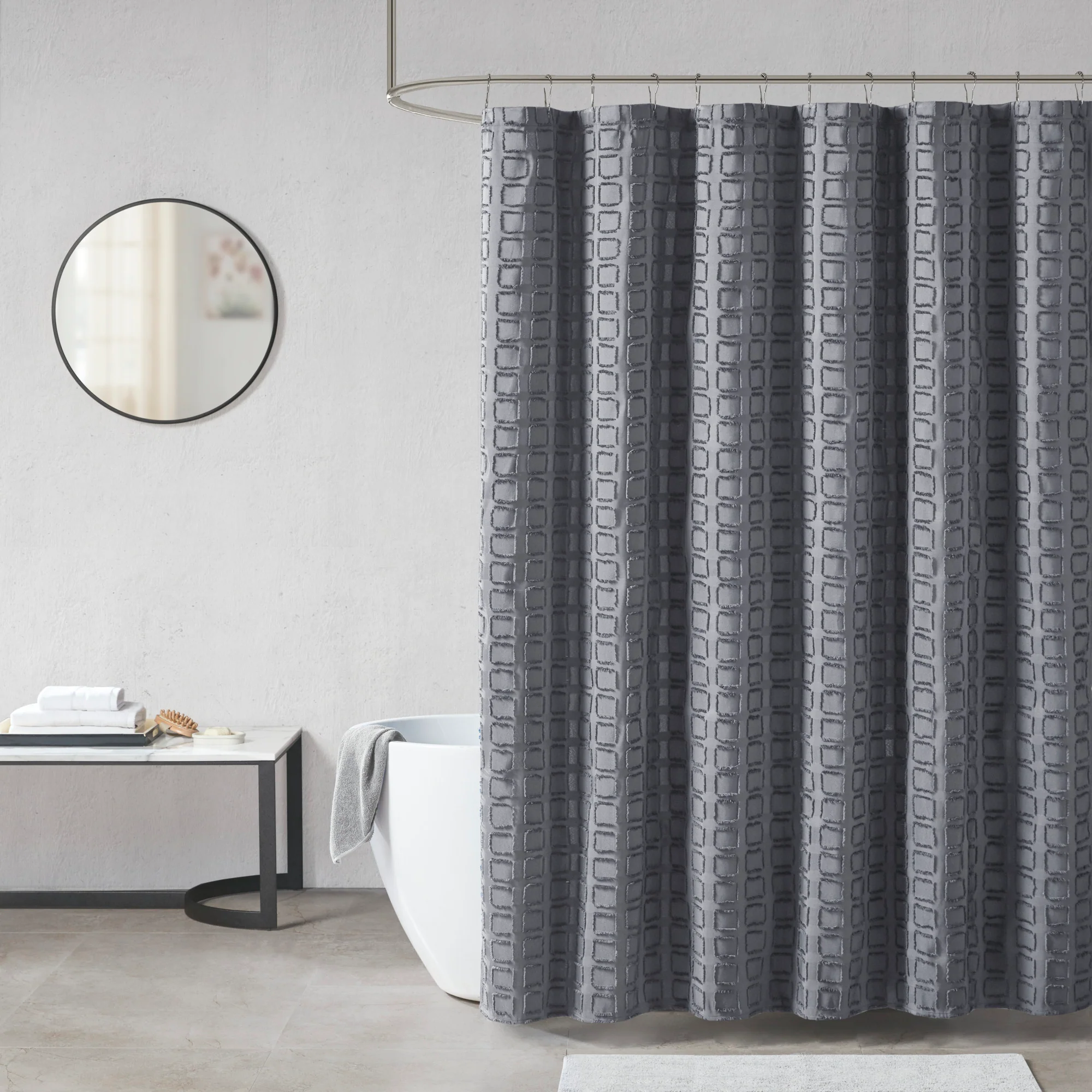 Metro Woven Clipped Solid Shower Curtain - Image 6