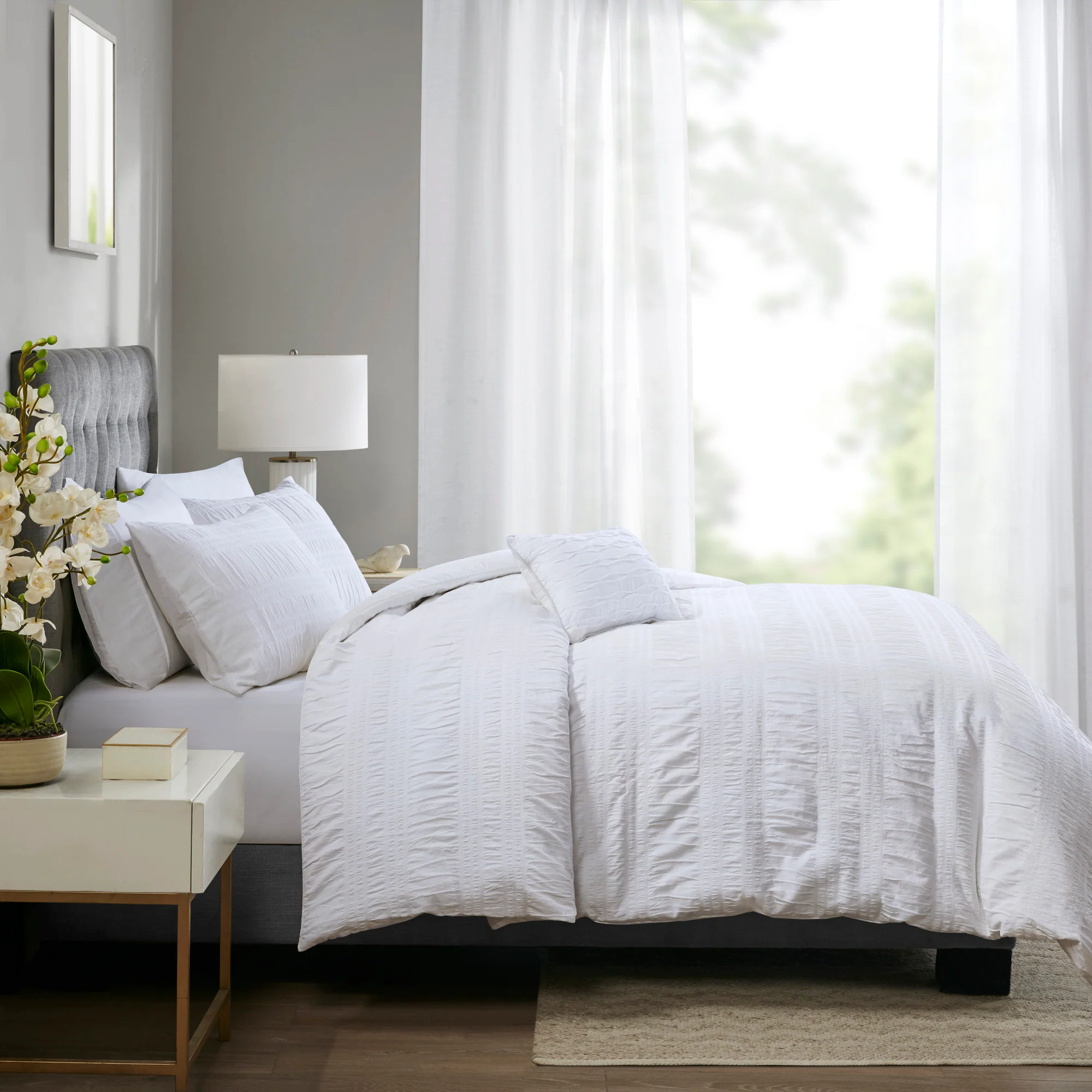 Nicolette 4-Piece Cotton Seersucker Duvet Cover Set - Image 5