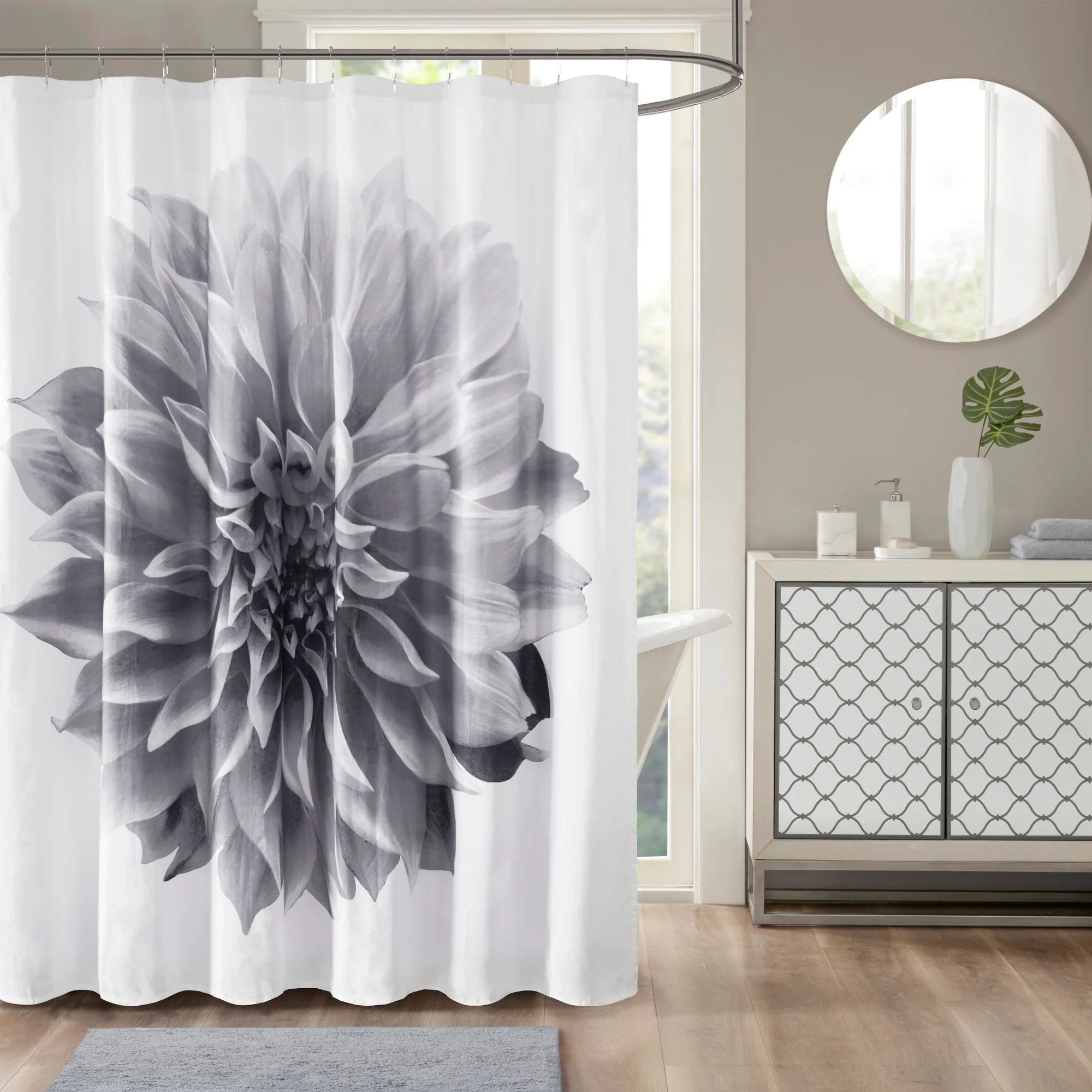 Norah Printed Floral Cotton Shower Curtain - Image 2